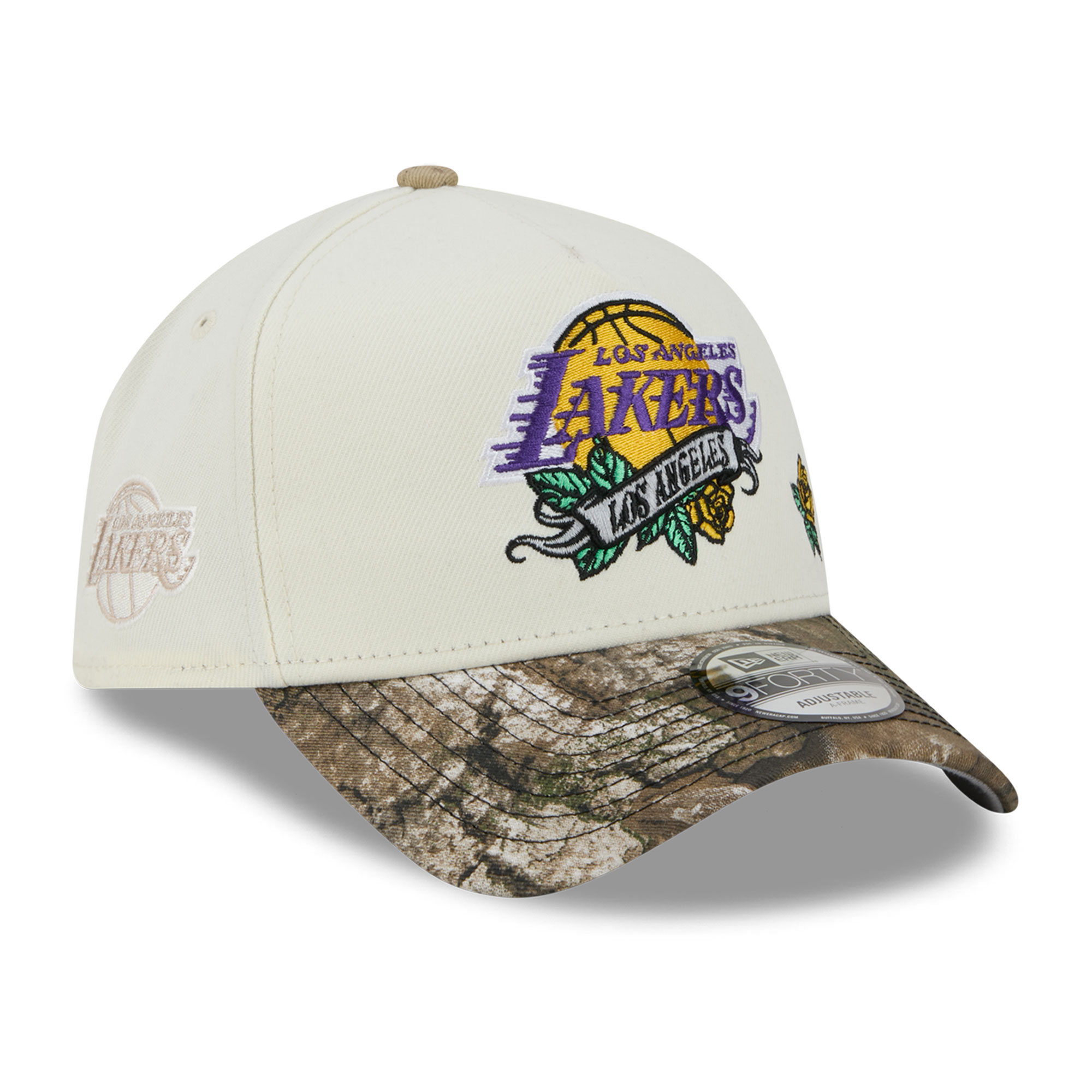 Men's New Era  Cream/Camo Los Angeles Lakers Rose Banner 9FORTY A-Frame Adjustable Hat