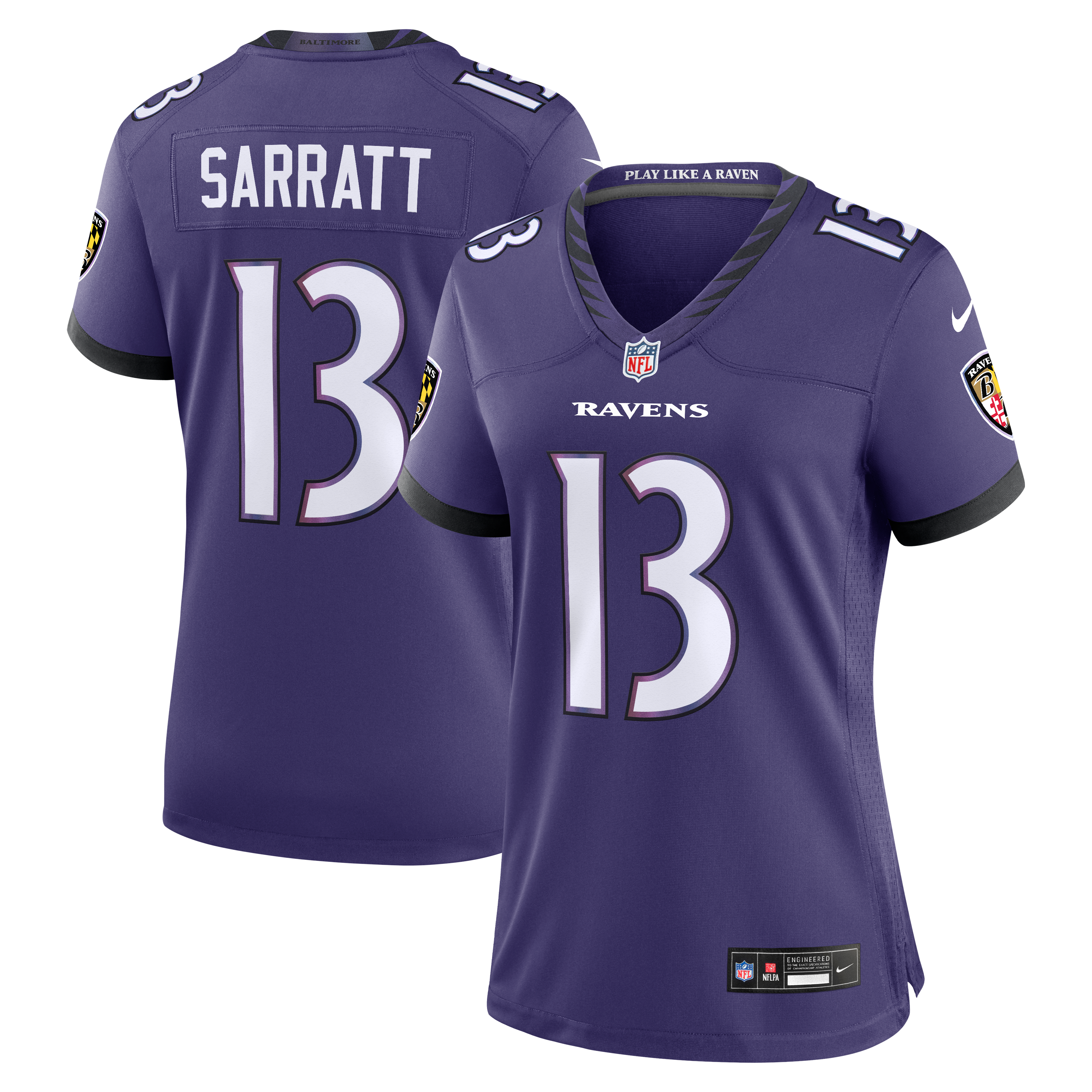 Women’s Nike Elijah Sarratt Purple Baltimore Ravens Team Game Jersey