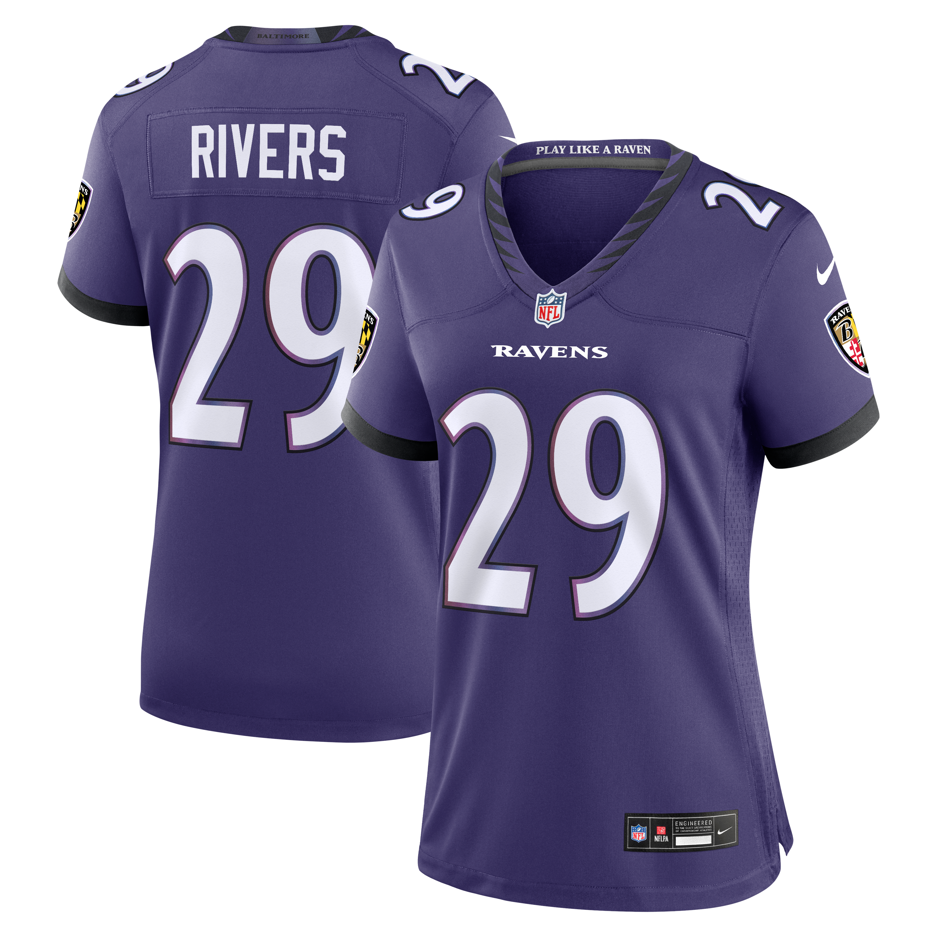 Women’s Nike Chandler Rivers Purple Baltimore Ravens Team Game Jersey