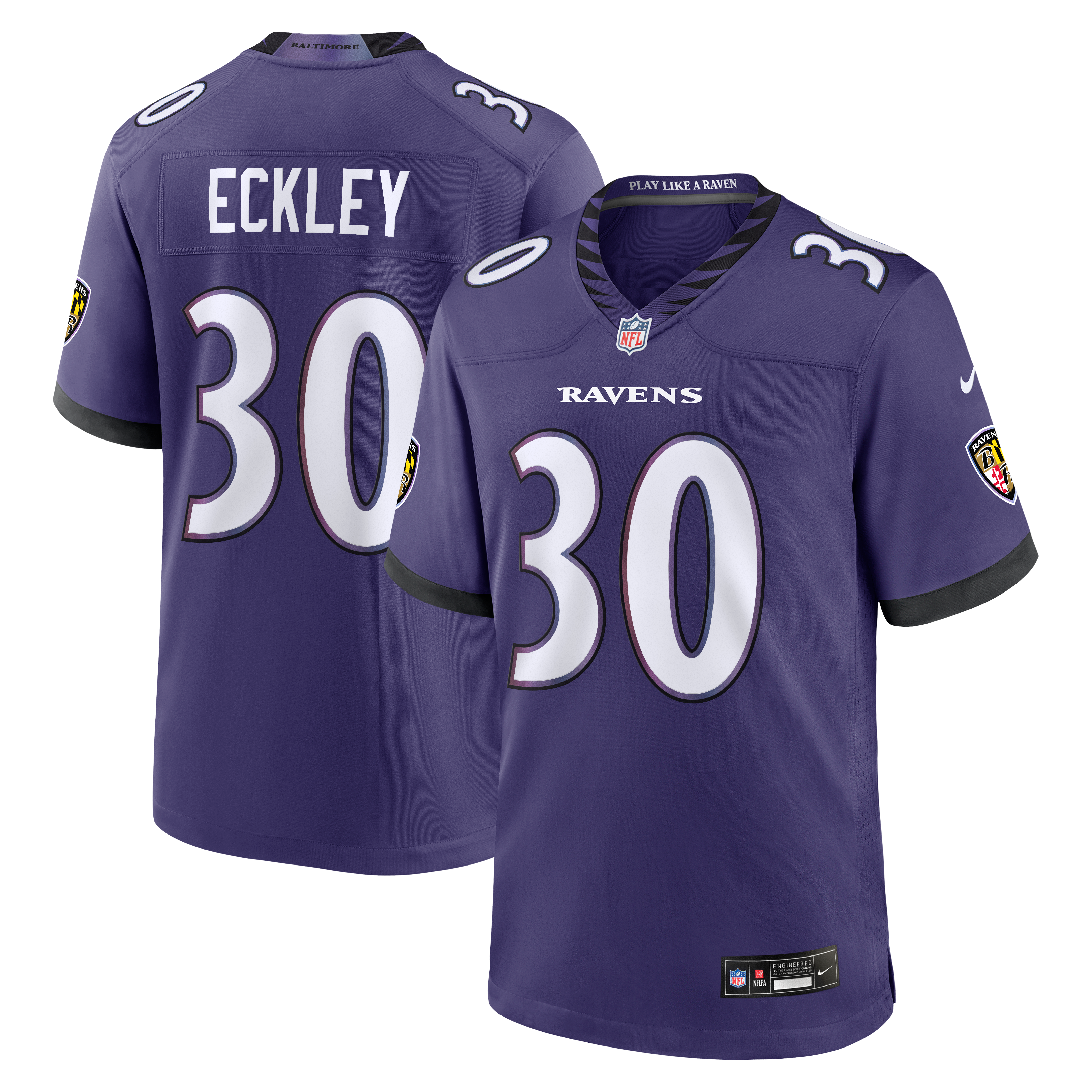 Men’s Nike Ryan Eckley Purple Baltimore Ravens Team Game Jersey