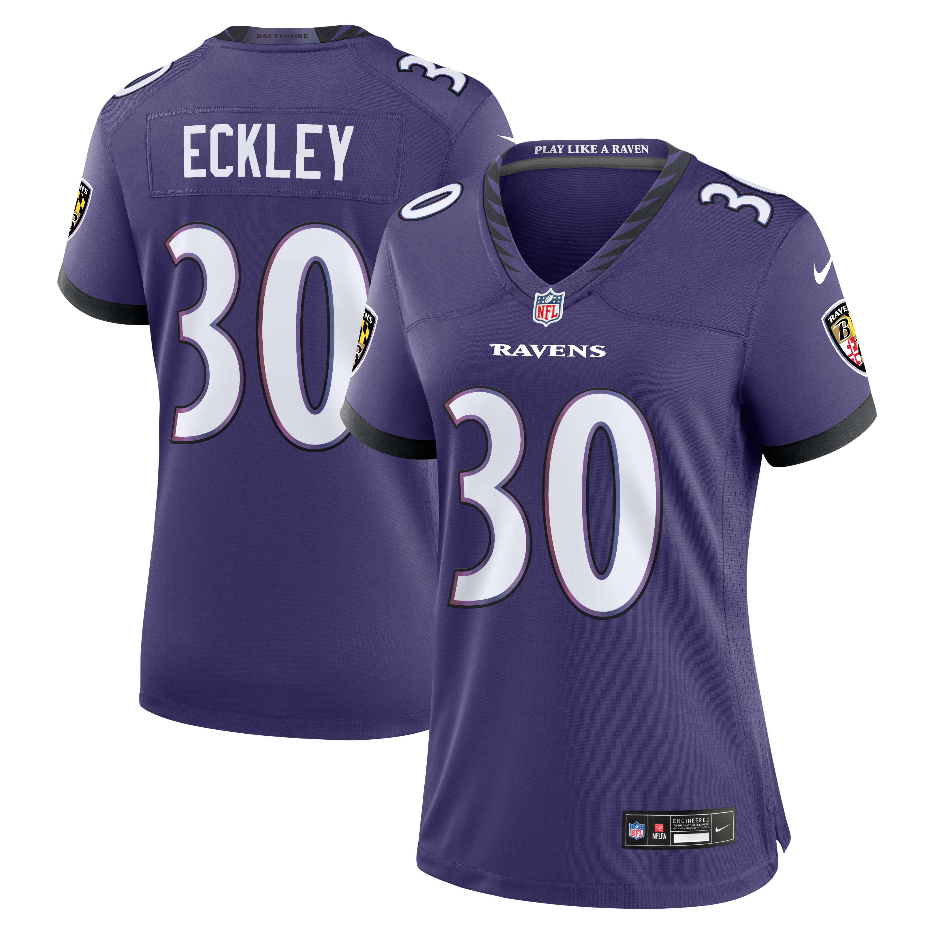 Women’s Nike Ryan Eckley Purple Baltimore Ravens Team Game Jersey