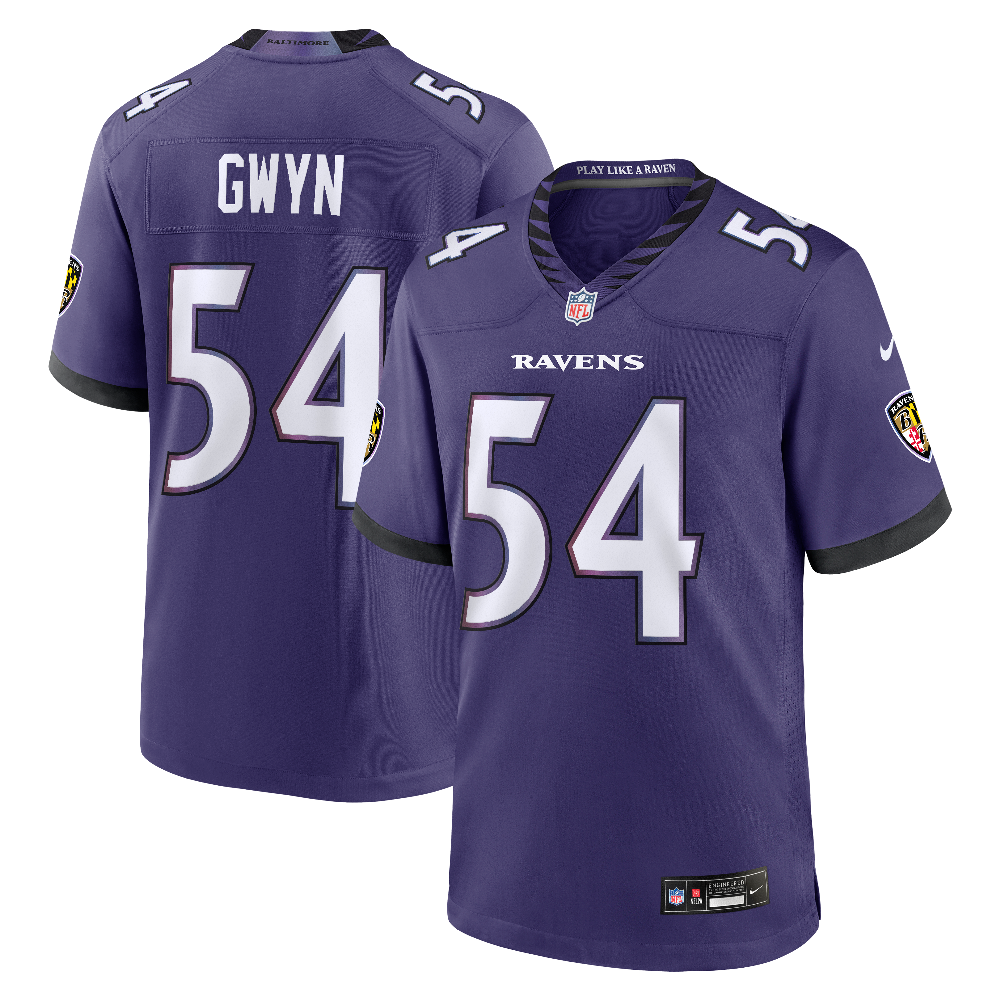 Men’s Nike Jovaughn Gwyn Purple Baltimore Ravens Team Game Jersey