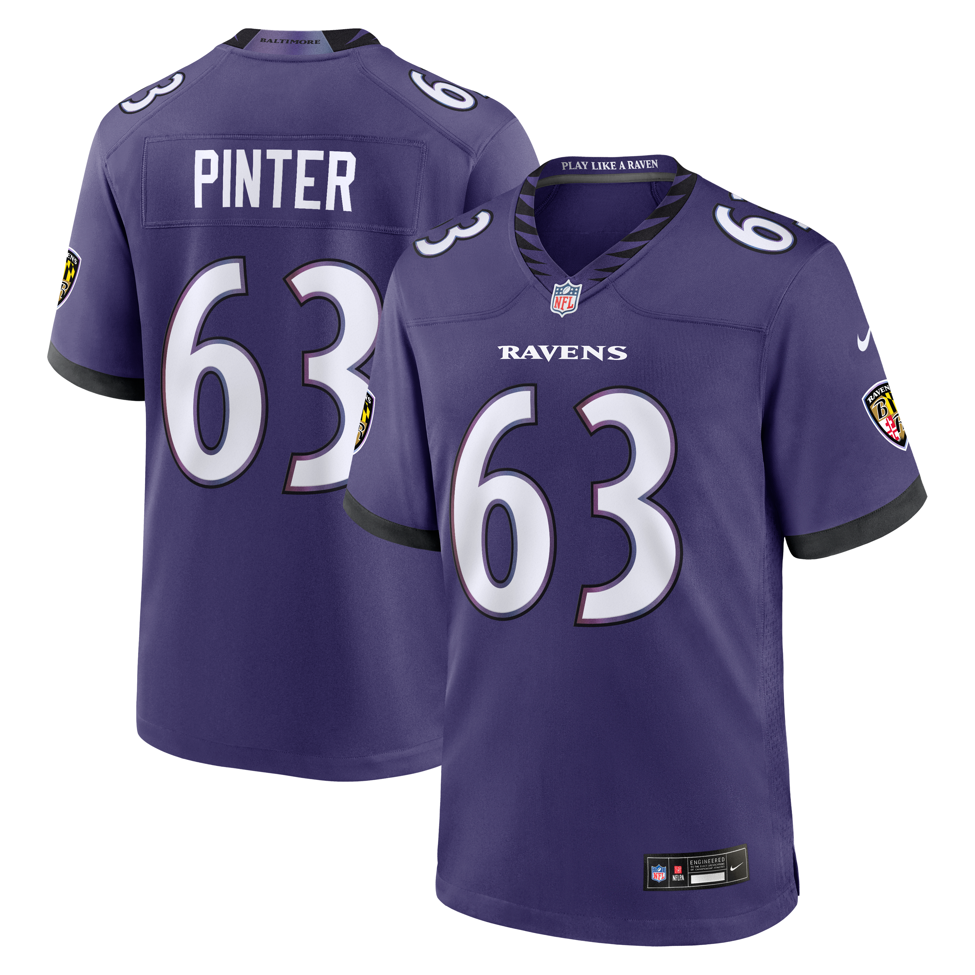 Men’s Nike Danny Pinter Purple Baltimore Ravens Team Game Jersey