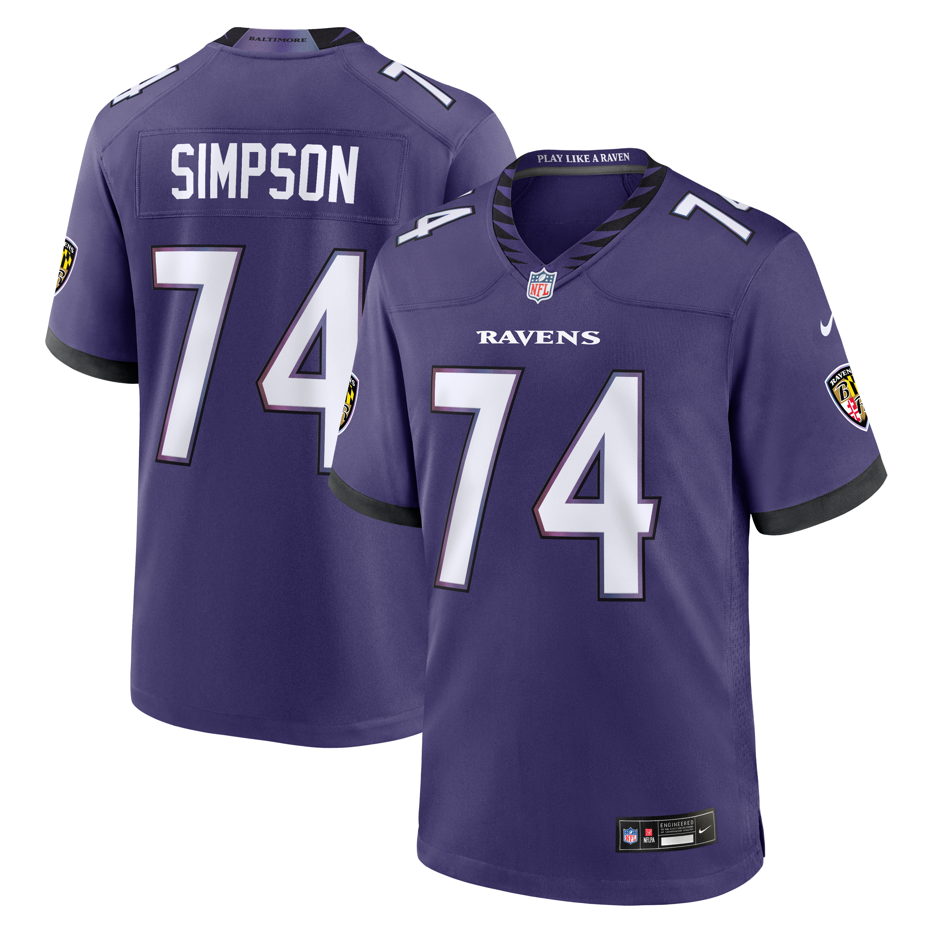 Men’s Nike John Simpson Purple Baltimore Ravens Team Game Jersey
