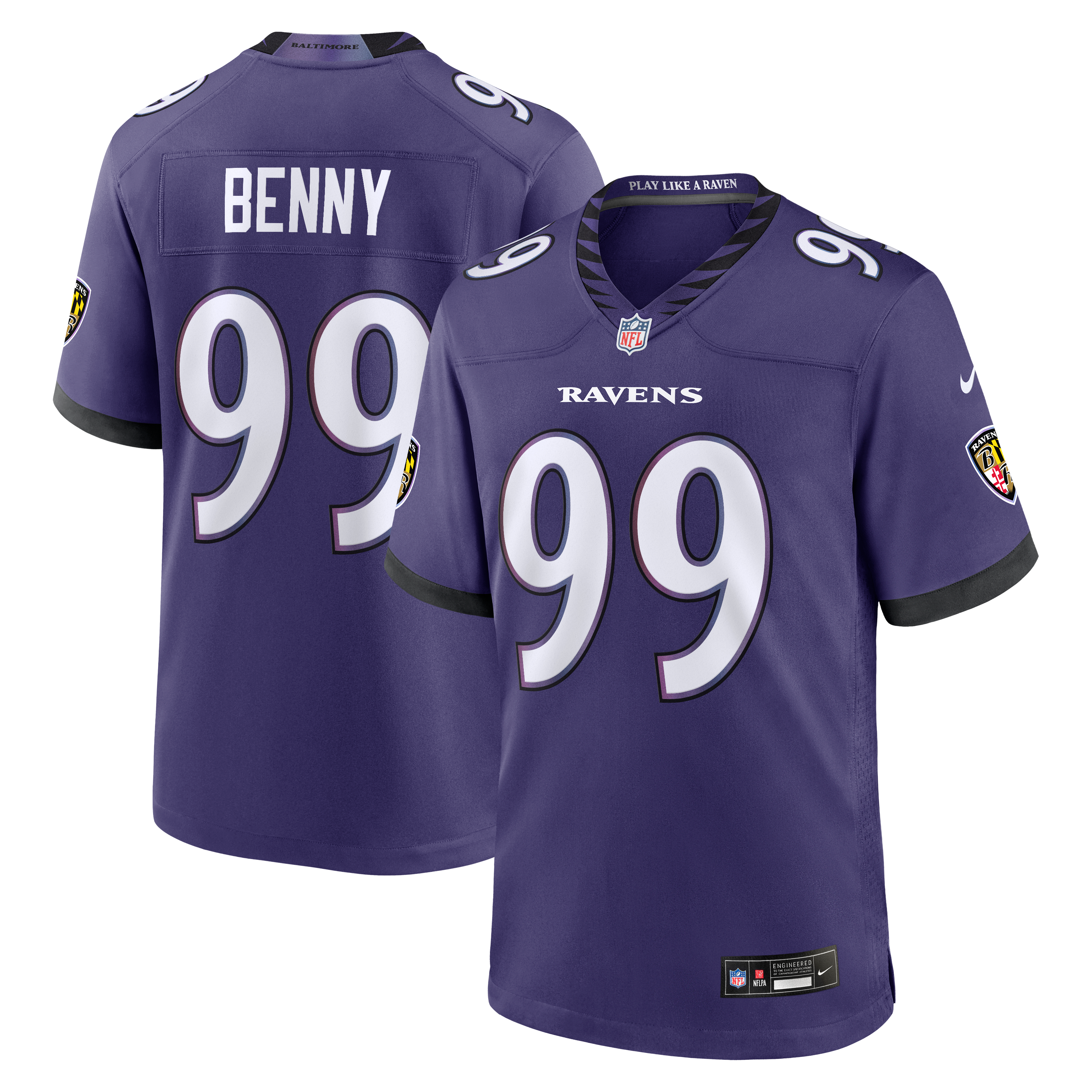 Men’s Nike Rayshaun Benny Purple Baltimore Ravens Team Game Jersey