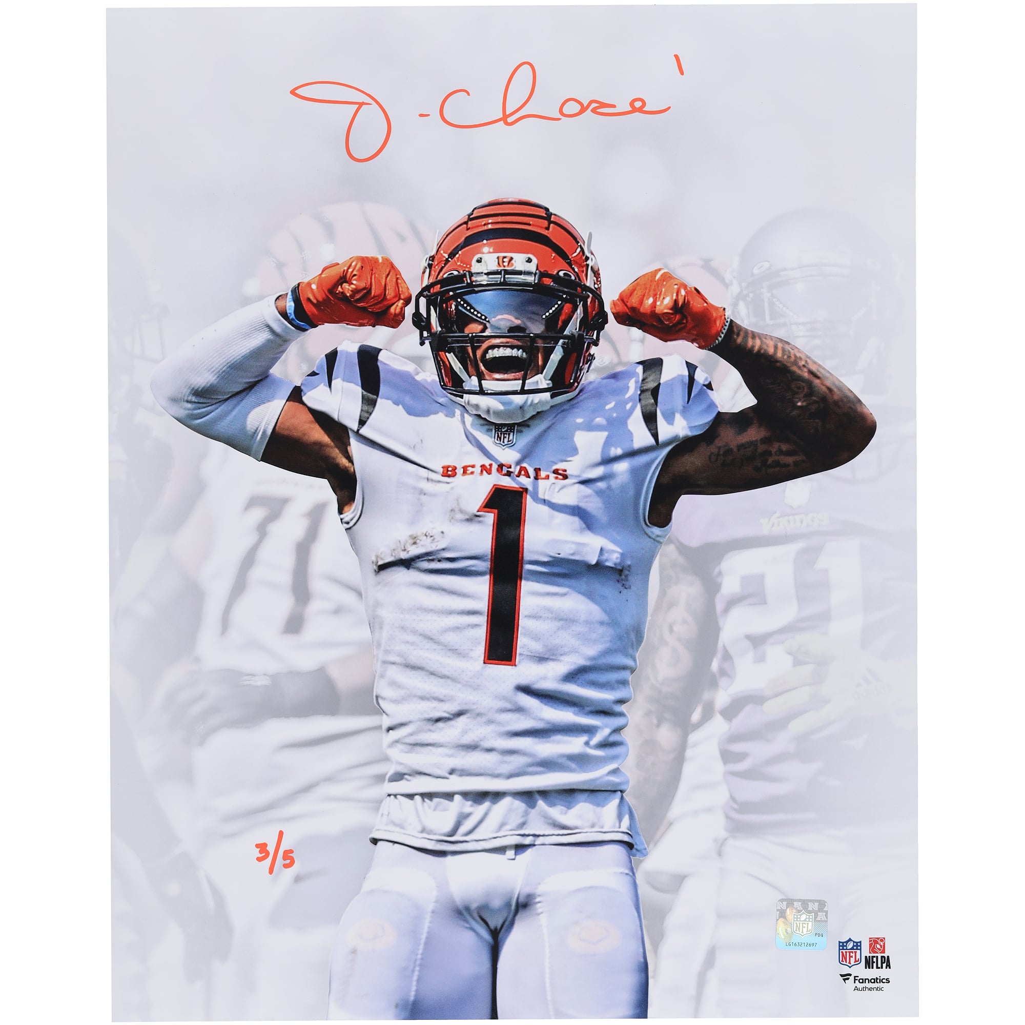 Ja'Marr Chase Cincinnati Bengals Autographed 16" x 20" Unleashed White Spotlight Photograph - Limited Edition of 5