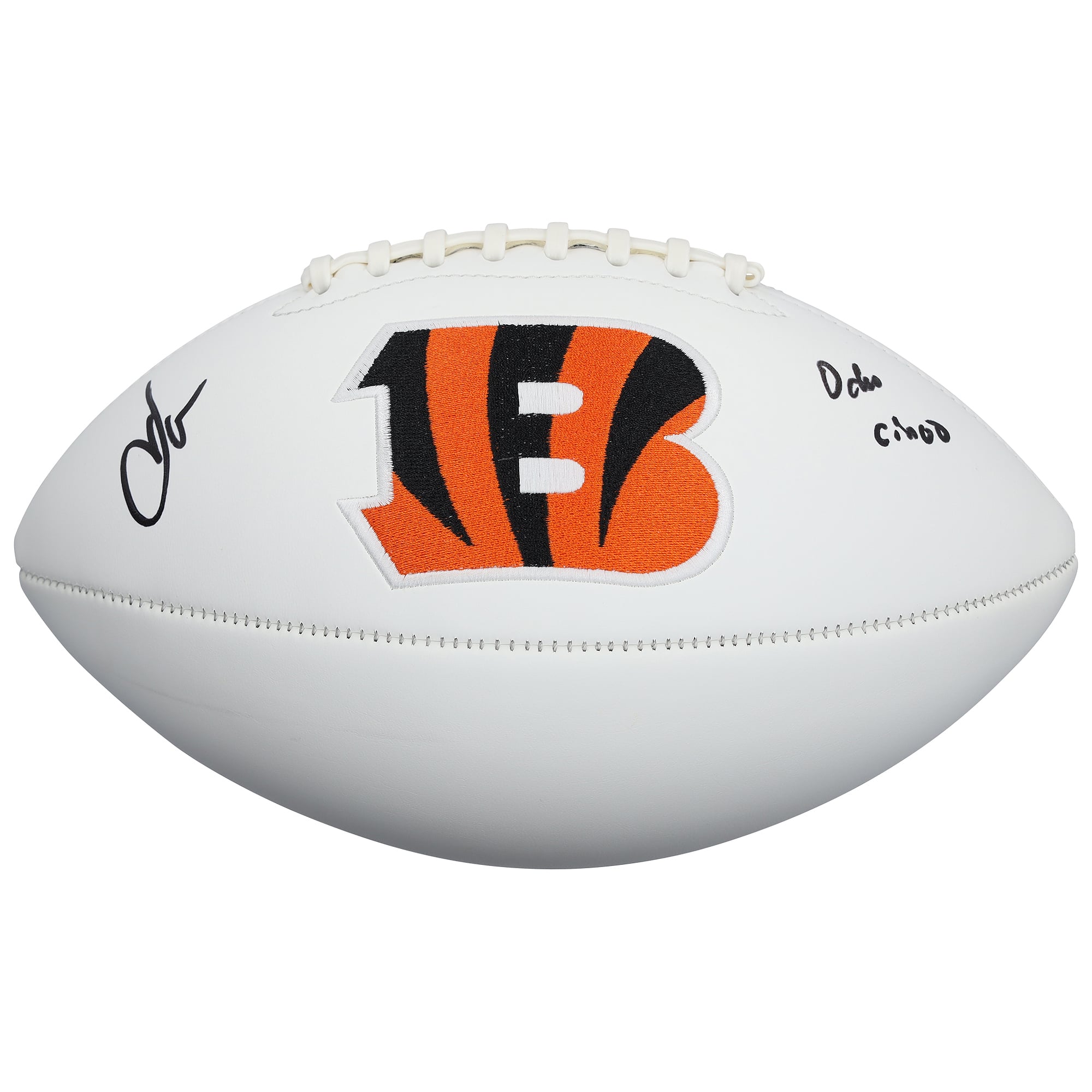 Chad Johnson Cincinnati Bengals Autographed Franklin White Panel Football with "Ochocinco" Inscription