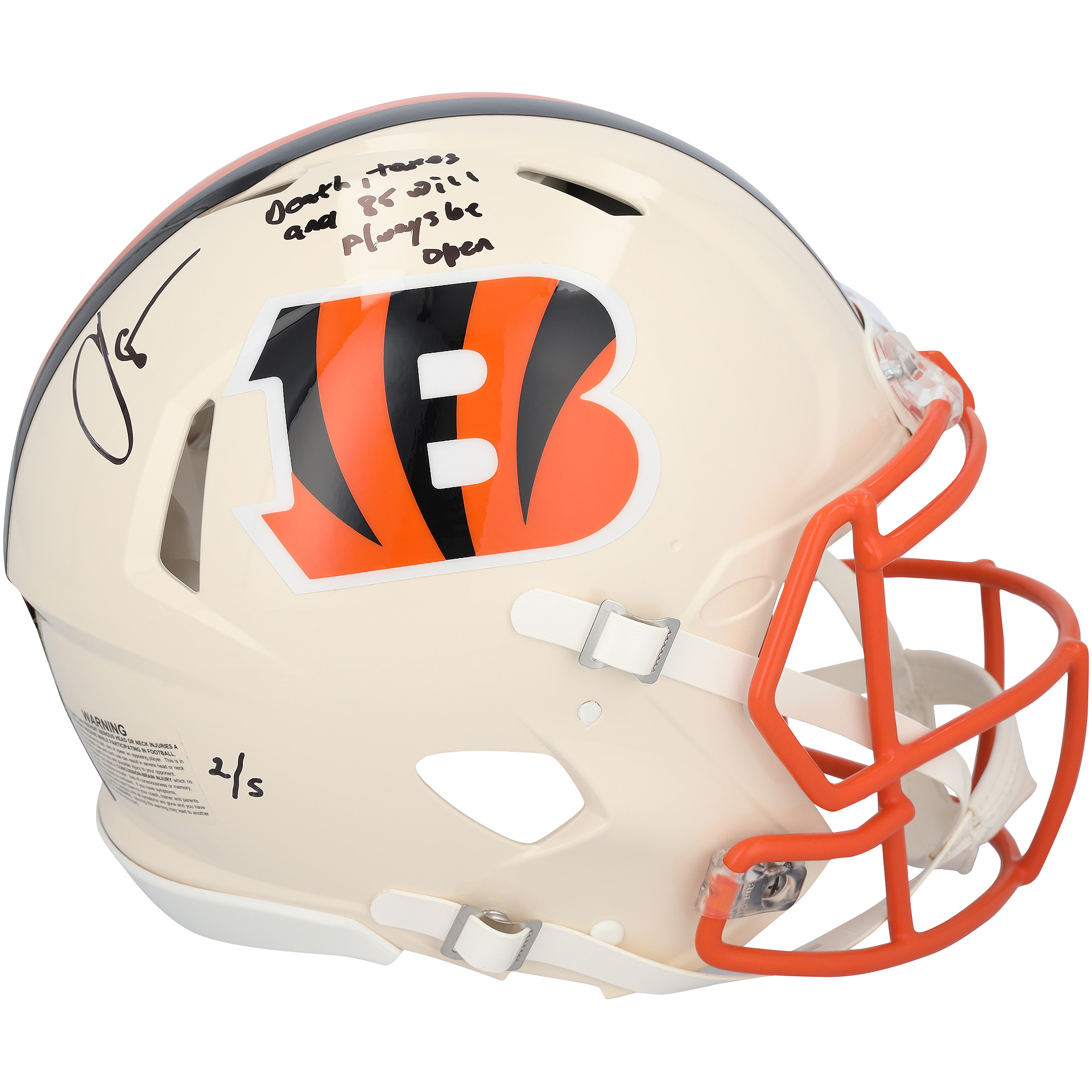 Chad Johnson Cincinnati Bengals Autographed Riddell Retro Speed Authentic Helmet with "Death, taxes and 85 will always be open" Inscription - Limited Edition of 5