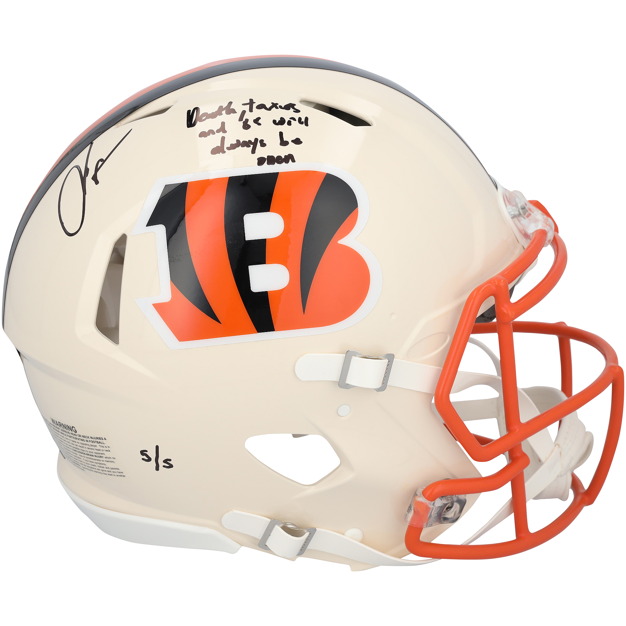 Chad Johnson Cincinnati Bengals Autographed Riddell Retro Speed Authentic Helmet with "Death, taxes and 85 will always be open" Inscription - Limited Edition #5/5