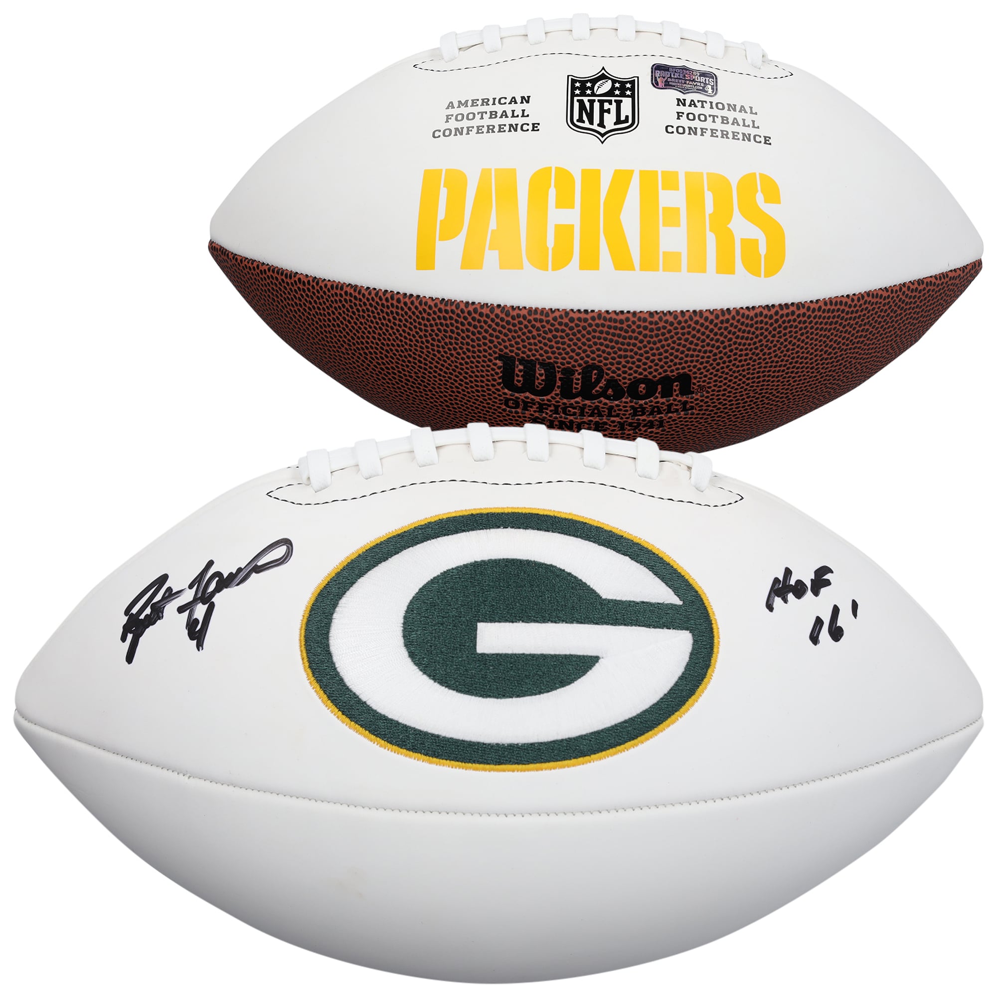 Brett Favre Green Bay Packers Autographed Wilson White Panel Football with "HOF 16" Inscription