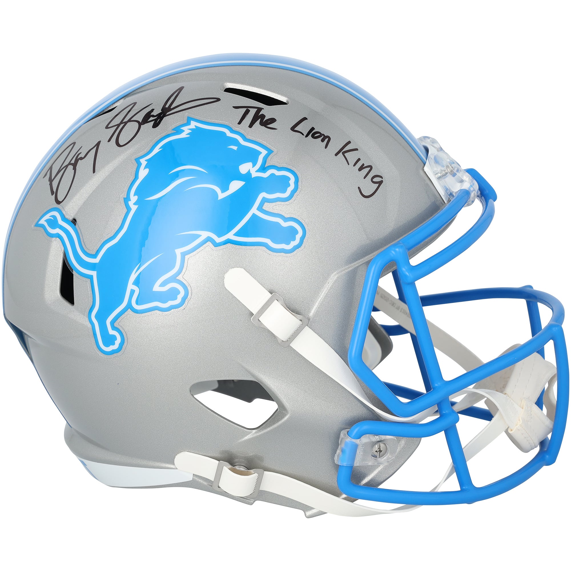 Barry Sanders Detroit Lions Autographed Riddell Speed Replica Helmet with "Lion King" Inscription
