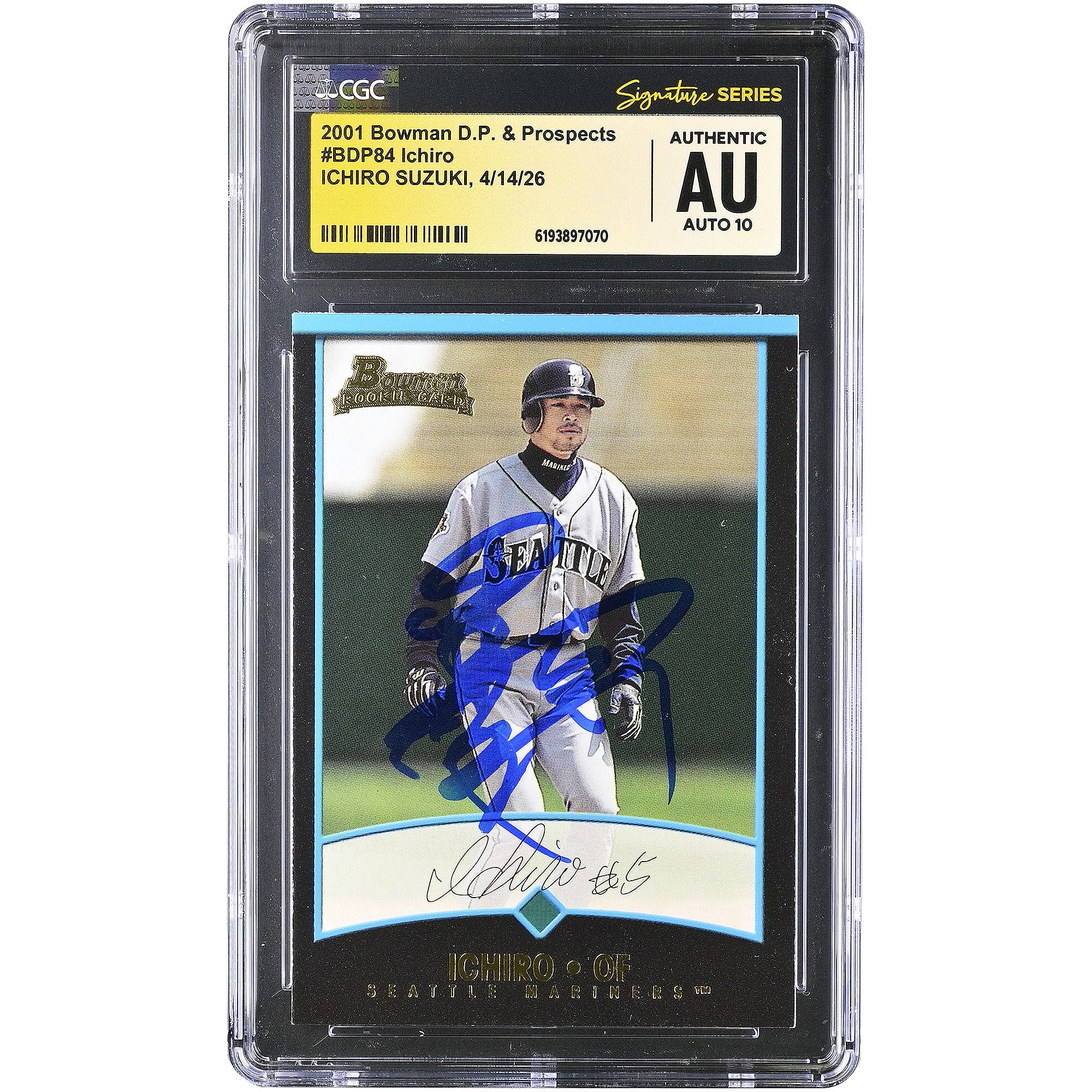 Ichiro Suzuki Seattle Mariners Autographed 2001 Bowman Draft Picks & Prospects Kanji #BDP84 CGC Fanatics Witnessed Authenticated AUTO 10 Rookie Card