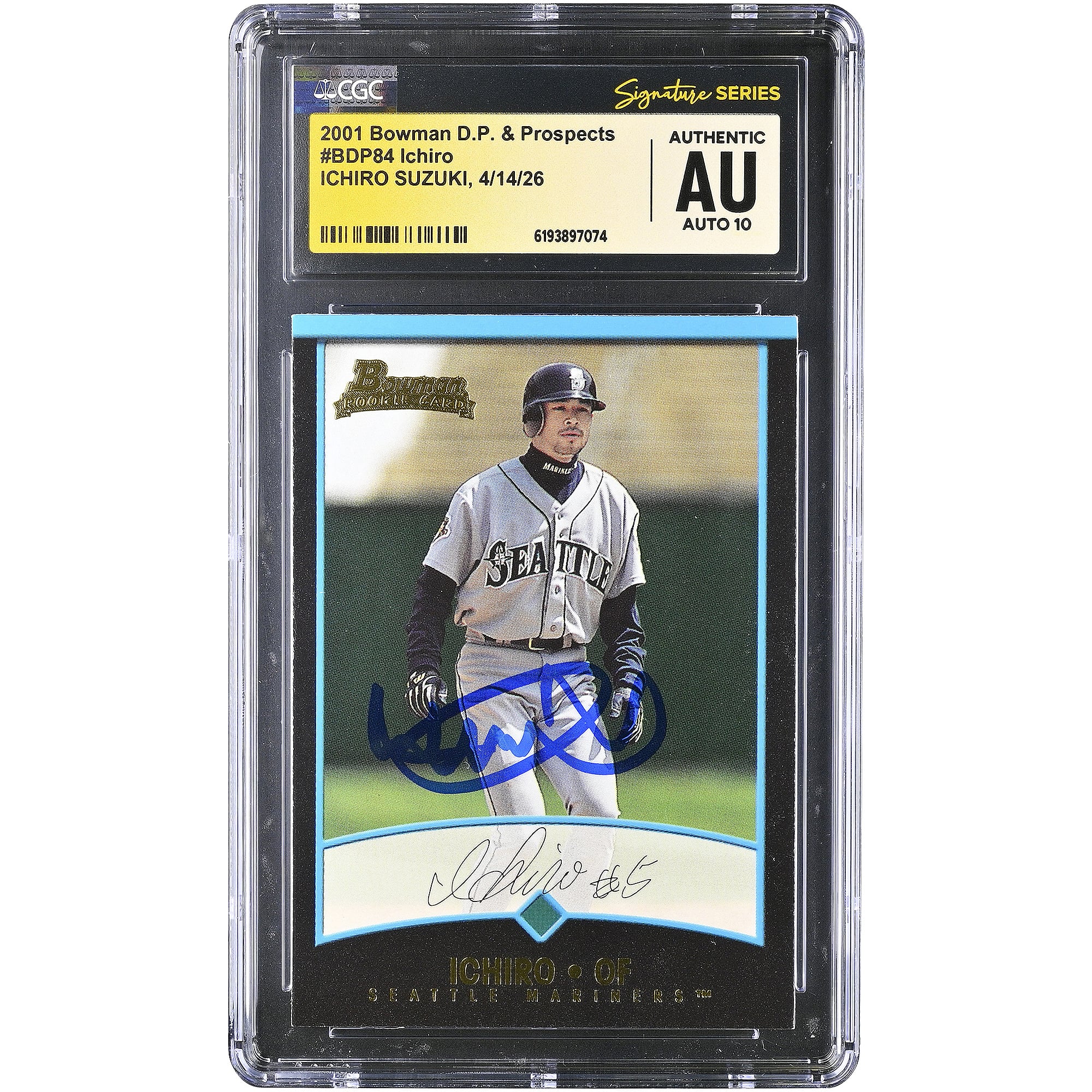 Ichiro Suzuki Seattle Mariners Autographed 2001 Bowman Draft Picks & Prospects #BDP84 CGC Fanatics Witnessed Authenticated AUTO 10 Rookie Card