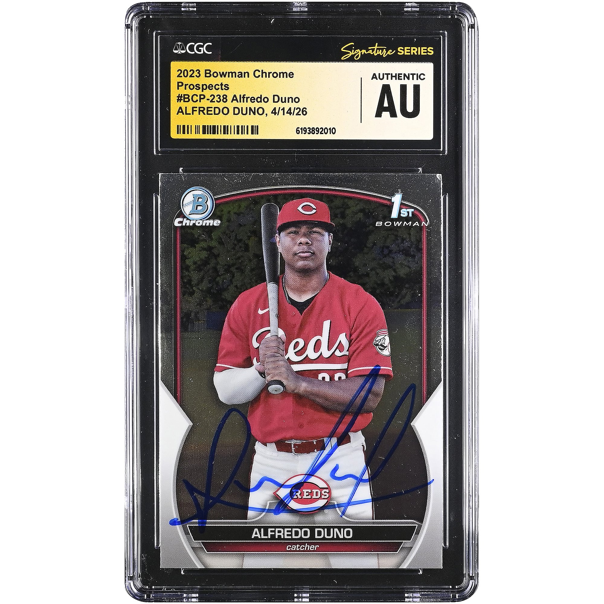 Alfredo Duno Cincinnati Reds Autographed 2023 Bowman Chrome Prospects #BCP-238 CGC Fanatics Witnessed Authenticated Card