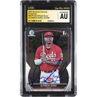 Alfredo Duno Cincinnati Reds Autographed 2023 Bowman Chrome Prospects #BCP-238 CGC Fanatics Witnessed Authenticated Card