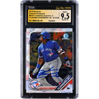 Vladimir Guerrero Jr. Toronto Blue Jays Autographed 2019 Bowman Chrome Prospects #BCP-1 CGC Fanatics Witnessed Authenticated /10 Rookie Card