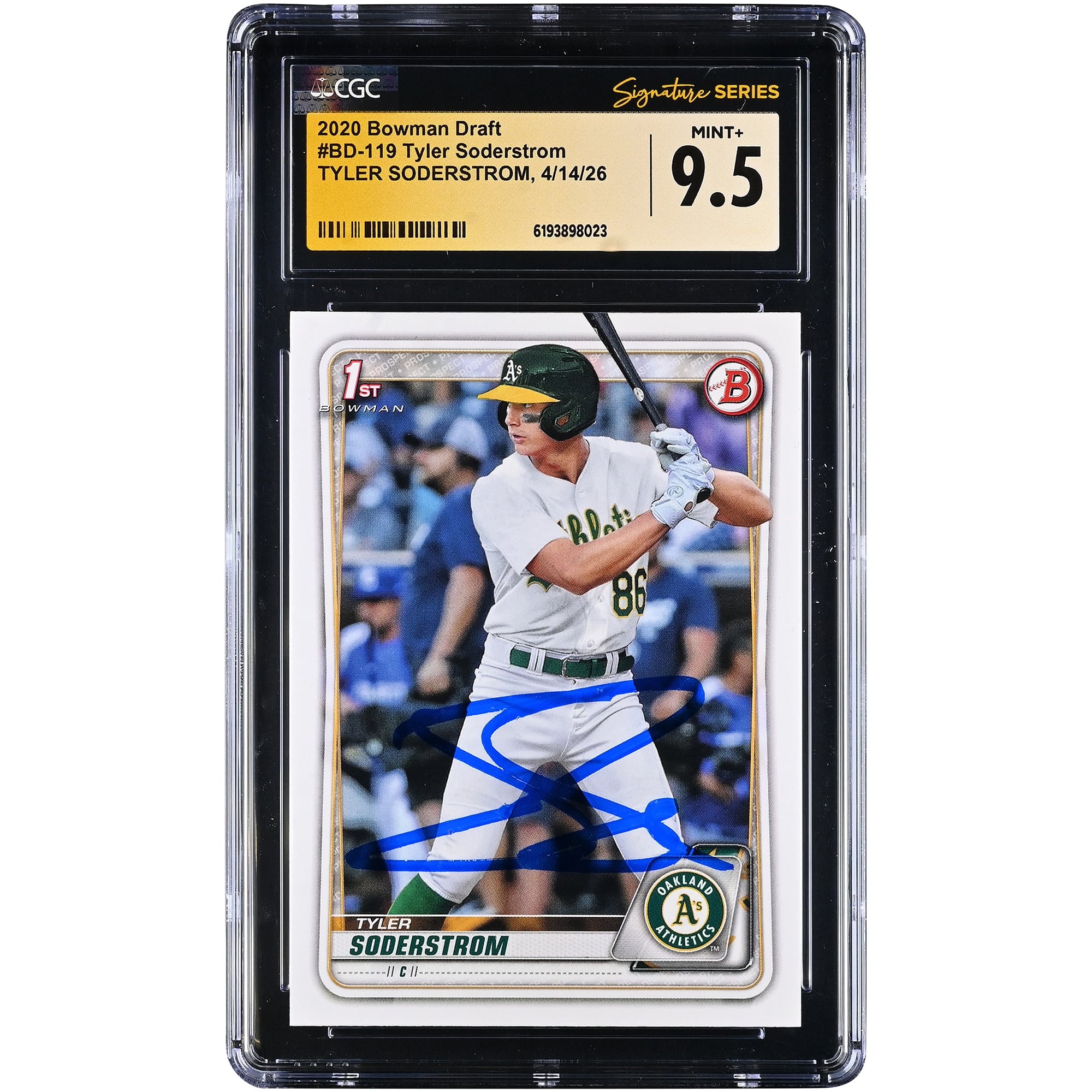 Tyler Soderstrom Oakland Athletics Autographed 2020 Bowman Draft #BD-119 CGC Fanatics Witnessed Authenticated MINT+ 9.5 Card. rookie card picture