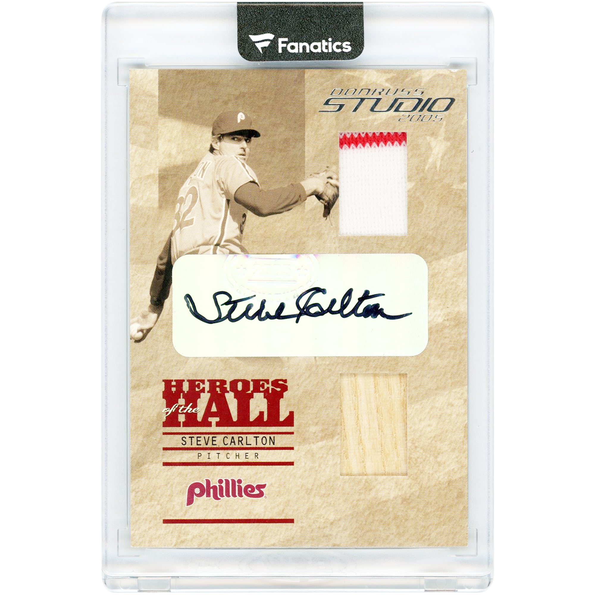 Steve Carlton Philadelphia Phillies Autographed 2005 Donruss Studio Dual Game Used Relics #HH-14 #9/25 Card. rookie card picture
