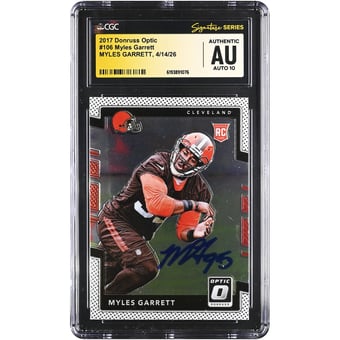 Myles Garrett Cleveland Browns Autographed 2017 Donruss Optic #106 CGC Fanatics Witnessed Authenticated AUTO 10 Rookie Card
