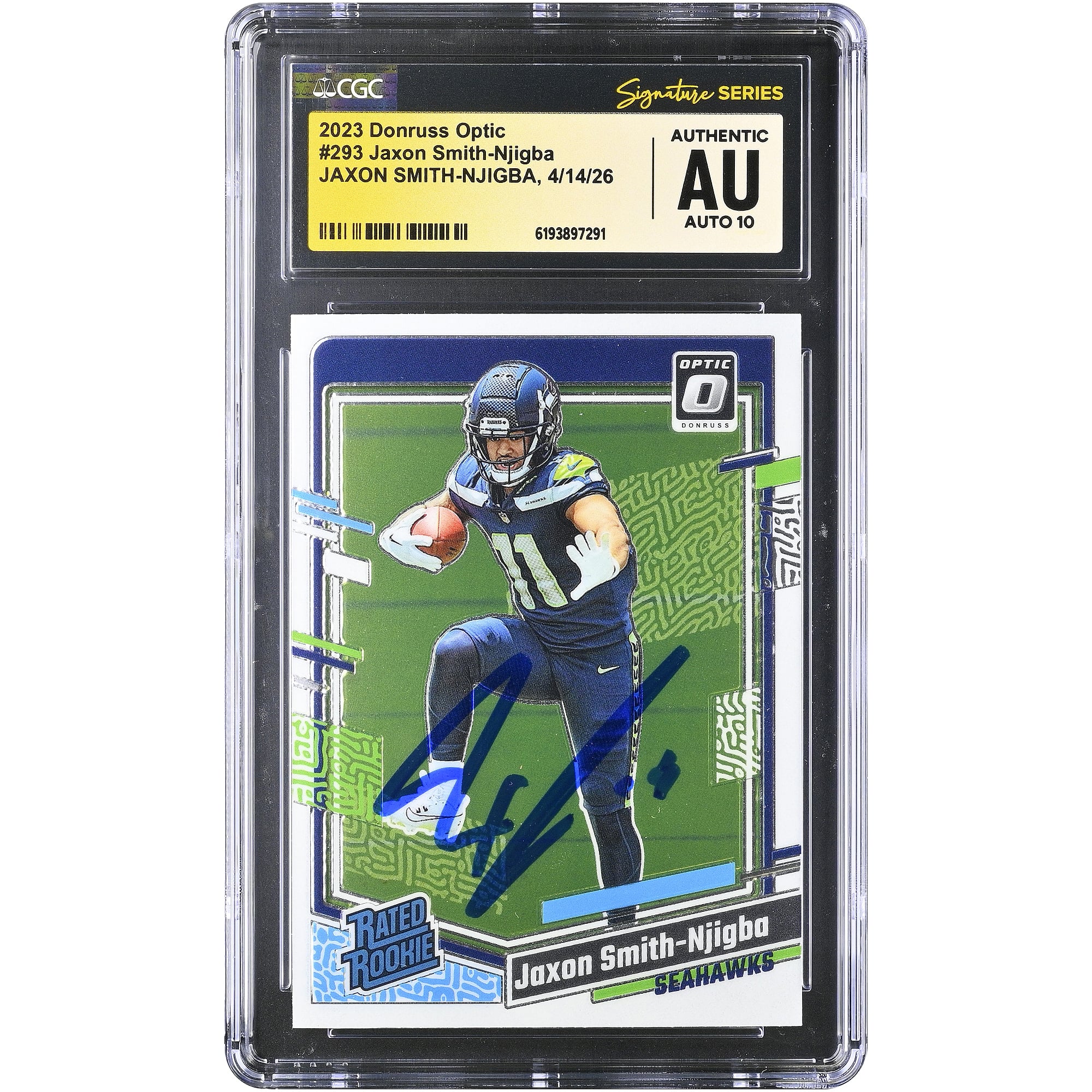 Jaxon Smith-Njigba Seattle Seahawks Autographed 2023 Donruss Optic #293 CGC Fanatics Witnessed Authenticated AUTO 10 Rookie Card