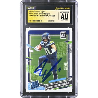Jaxon Smith-Njigba Seattle Seahawks Autographed 2023 Donruss Optic #293 CGC Fanatics Witnessed Authenticated AUTO 10 Rookie Card