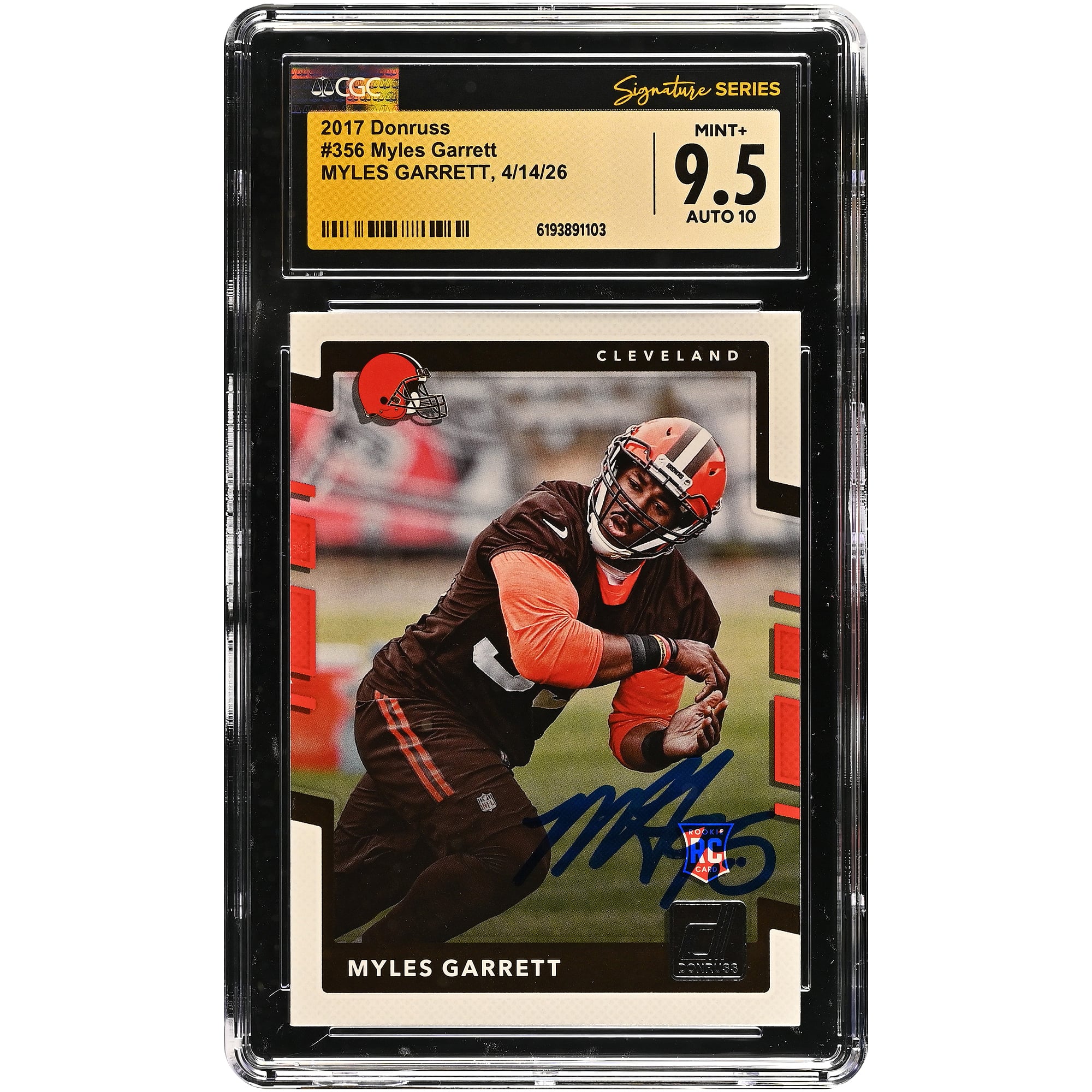 Myles Garrett Cleveland Browns Autographed 2017 Donruss #356 CGC Fanatics Witnessed Authenticated /10 Rookie Card
