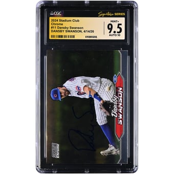 Dansby Swanson Chicago Cubs Autographed 2024 Stadium Club Chrome #11 CGC Fanatics Witnessed Authenticated 9.5/10 Card