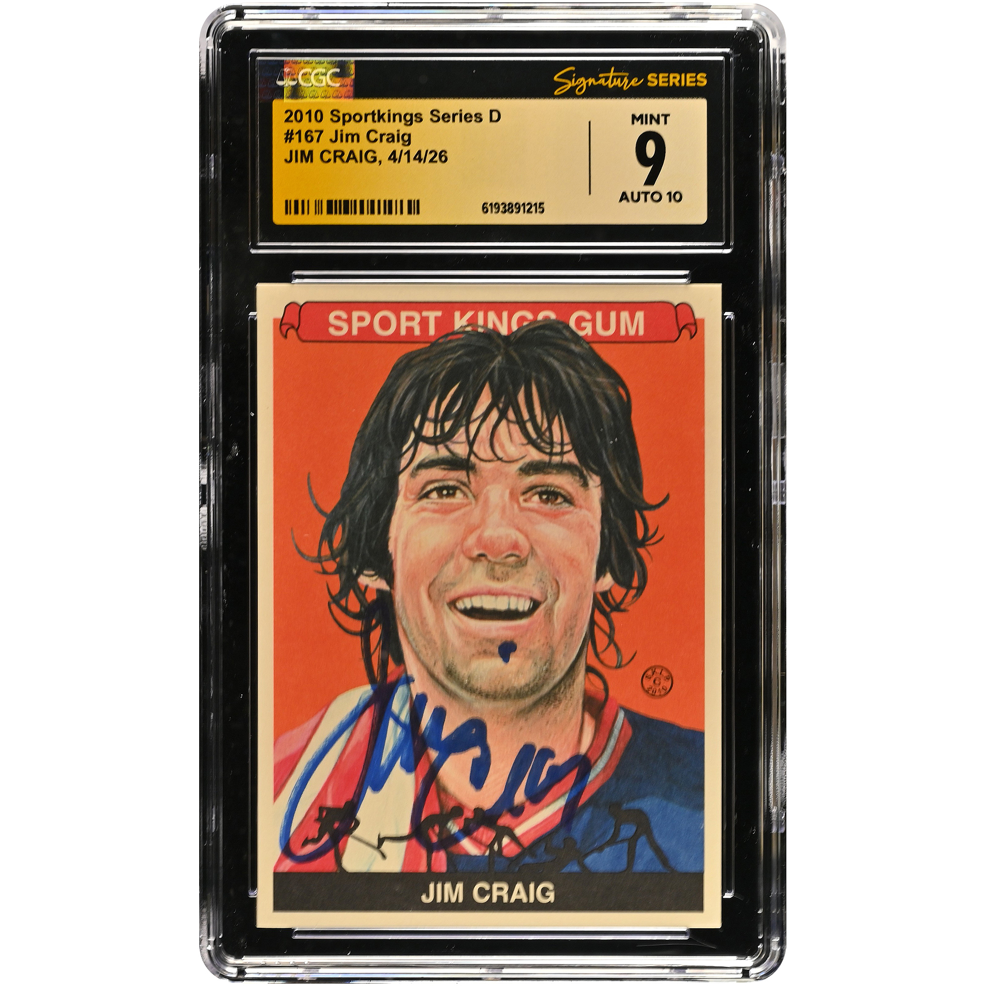 Jim Craig US Hockey Autographed 2010 Sportkings Series D #167 CGC Fanatics Witnessed Authenticated / Card