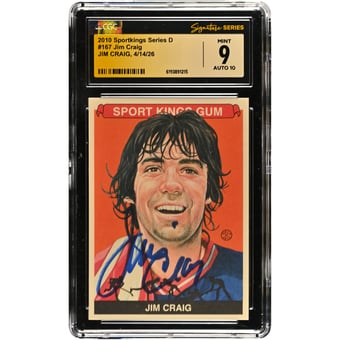 Jim Craig US Hockey Autographed 2010 Sportkings Series D #167 CGC Fanatics Witnessed Authenticated / Card