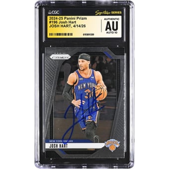 Josh Hart New York Knicks Autographed 2024-25 Panini Prizm #196 CGC Fanatics Witnessed Authenticated AUTO 10 Card