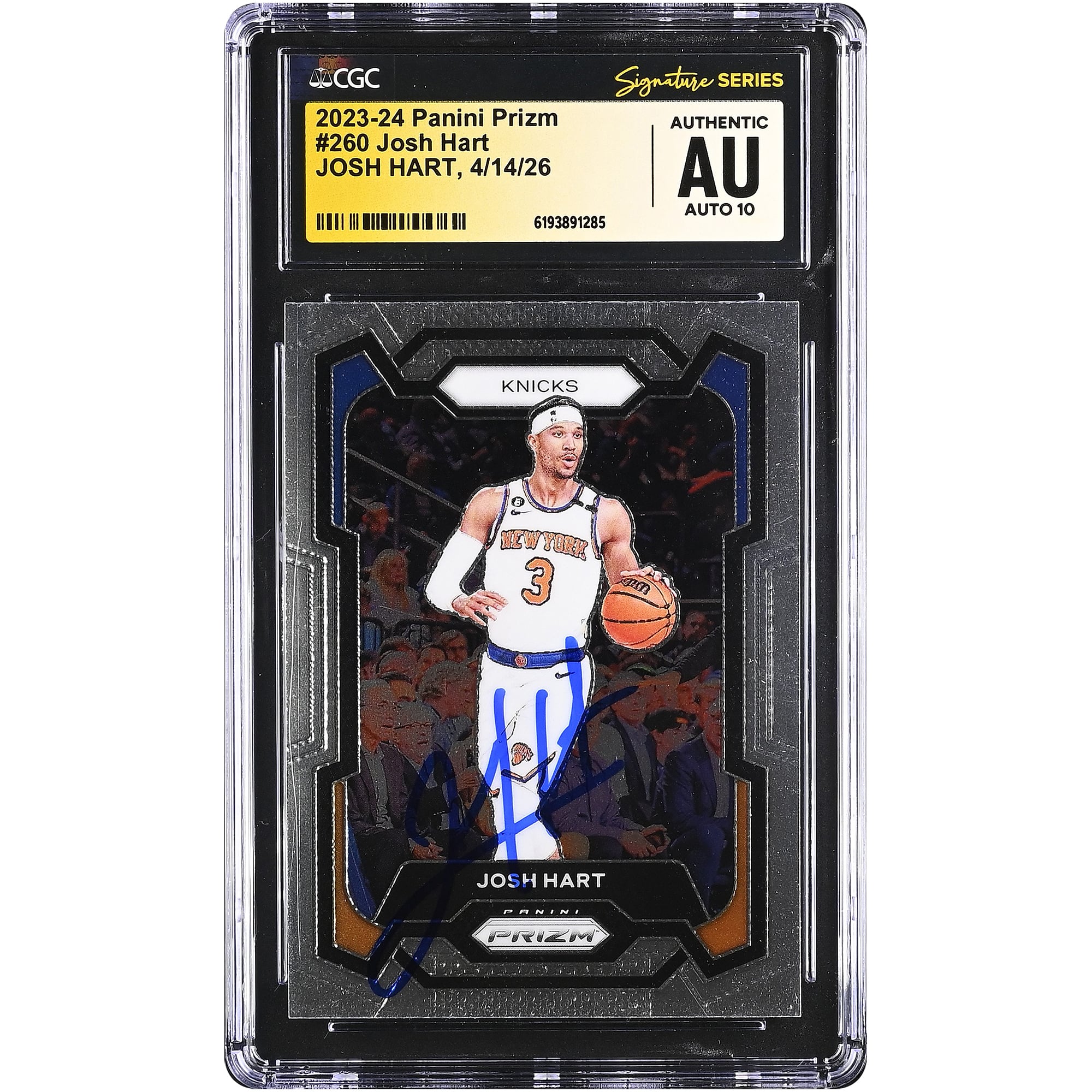 Josh Hart New York Knicks Autographed 2023-24 Panini Prizm #260 CGC Fanatics Witnessed Authenticated AUTO 10 Card. rookie card picture