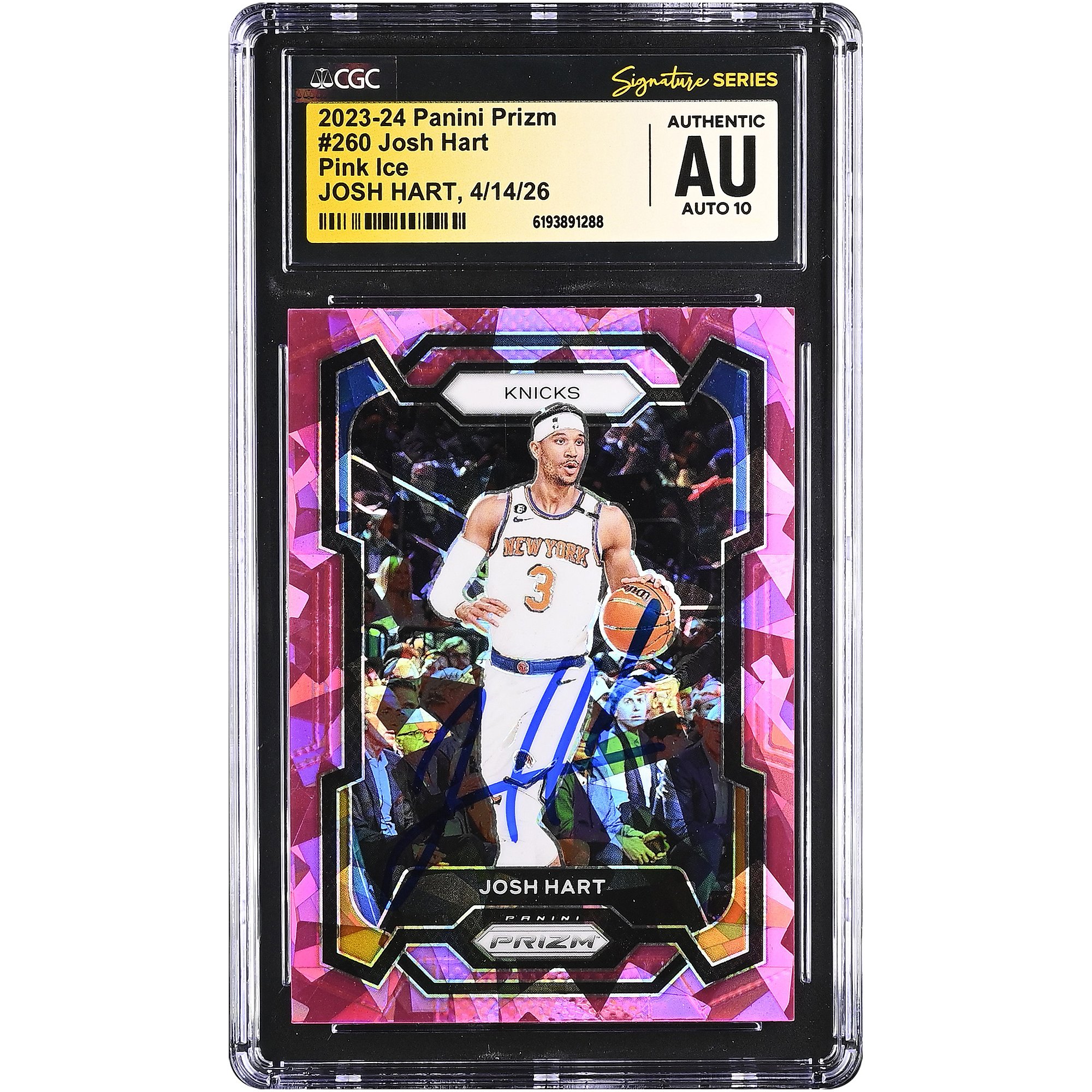 Josh Hart New York Knicks Autographed 2023-24 Panini Prizm Pink Ice #260 CGC Fanatics Witnessed Authenticated AUTO 10 Card