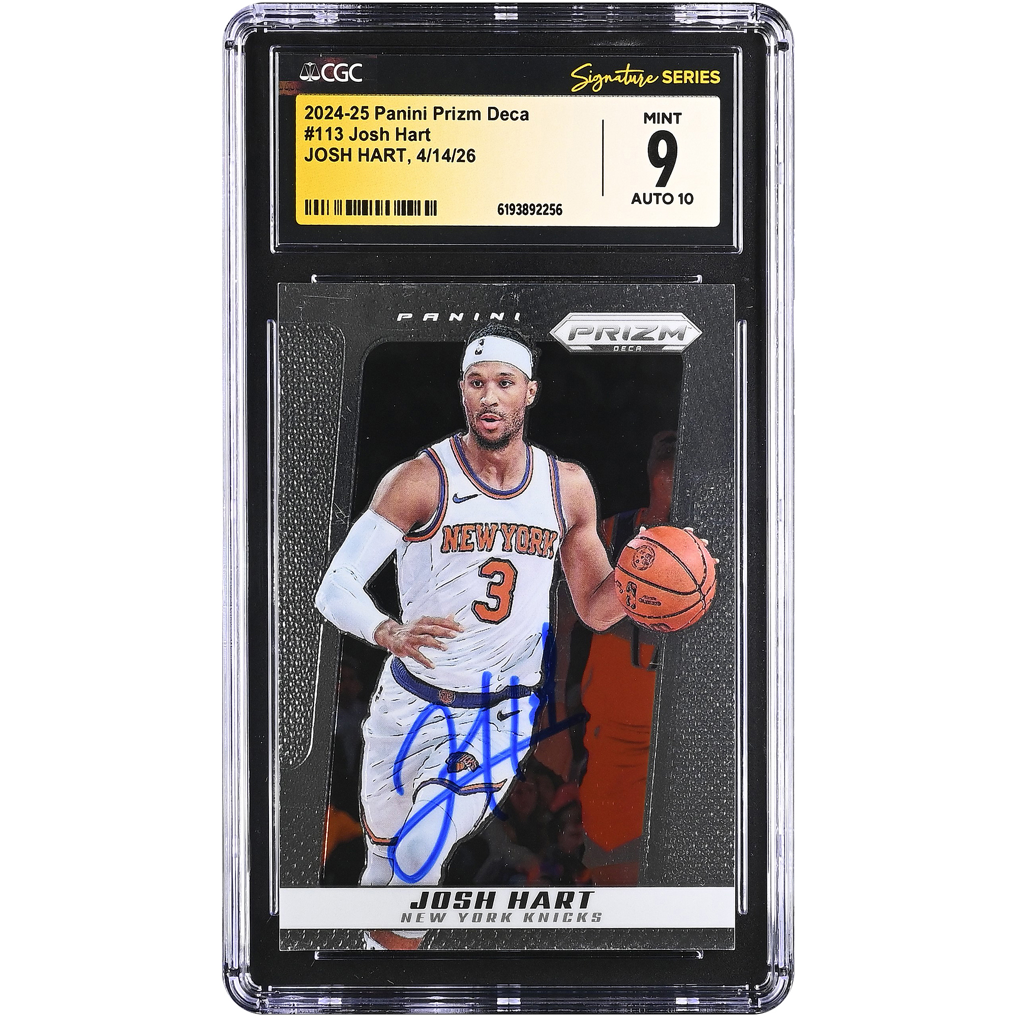 Josh Hart New York Knicks Autographed 2024-25 Panini Prizm Deca #113 CGC Fanatics Witnessed Authenticated / Card