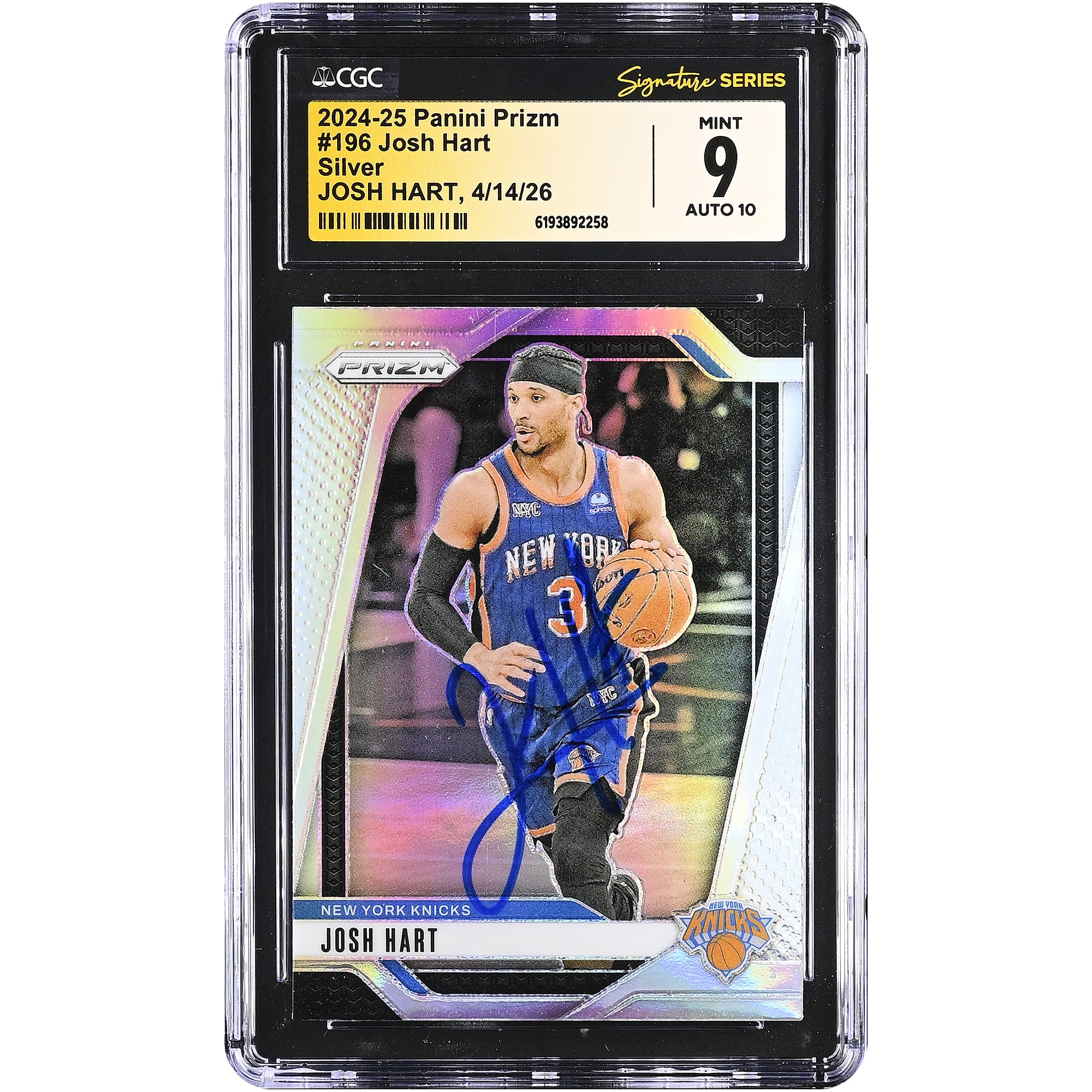 Josh Hart New York Knicks Autographed 2024-25 Panini Prizm Silver #196 CGC Fanatics Witnessed Authenticated /10 Card