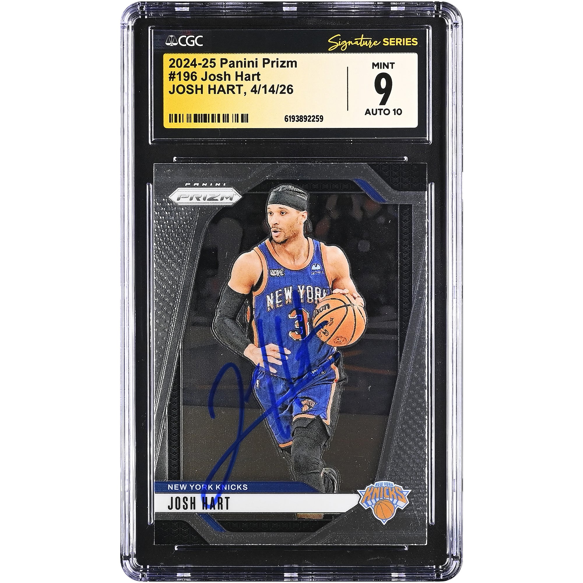 Josh Hart New York Knicks Autographed 2024-25 Panini Prizm #196 CGC Fanatics Witnessed Authenticated /10 Card