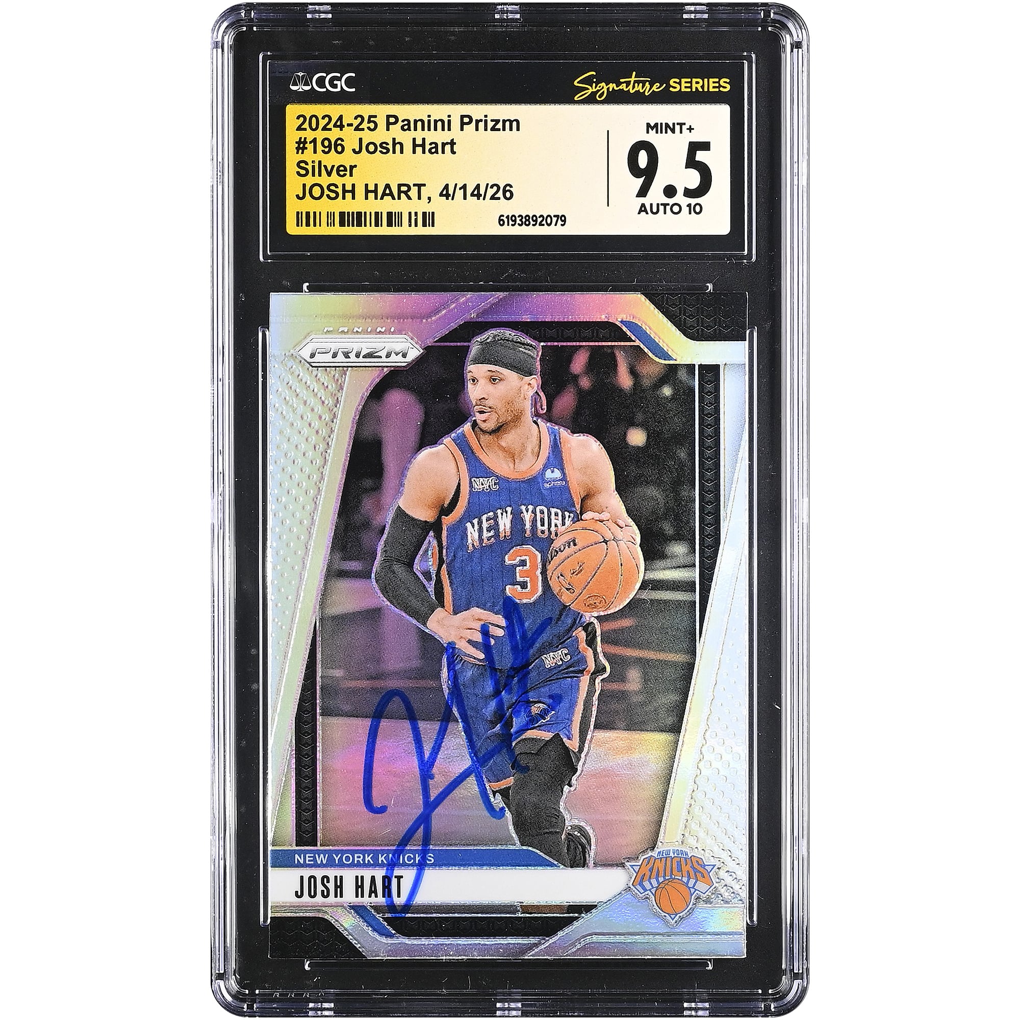 Josh Hart New York Knicks Autographed 2024-25 Panini Prizm Silver #196 CGC Fanatics Witnessed Authenticated 9.5/10 Card