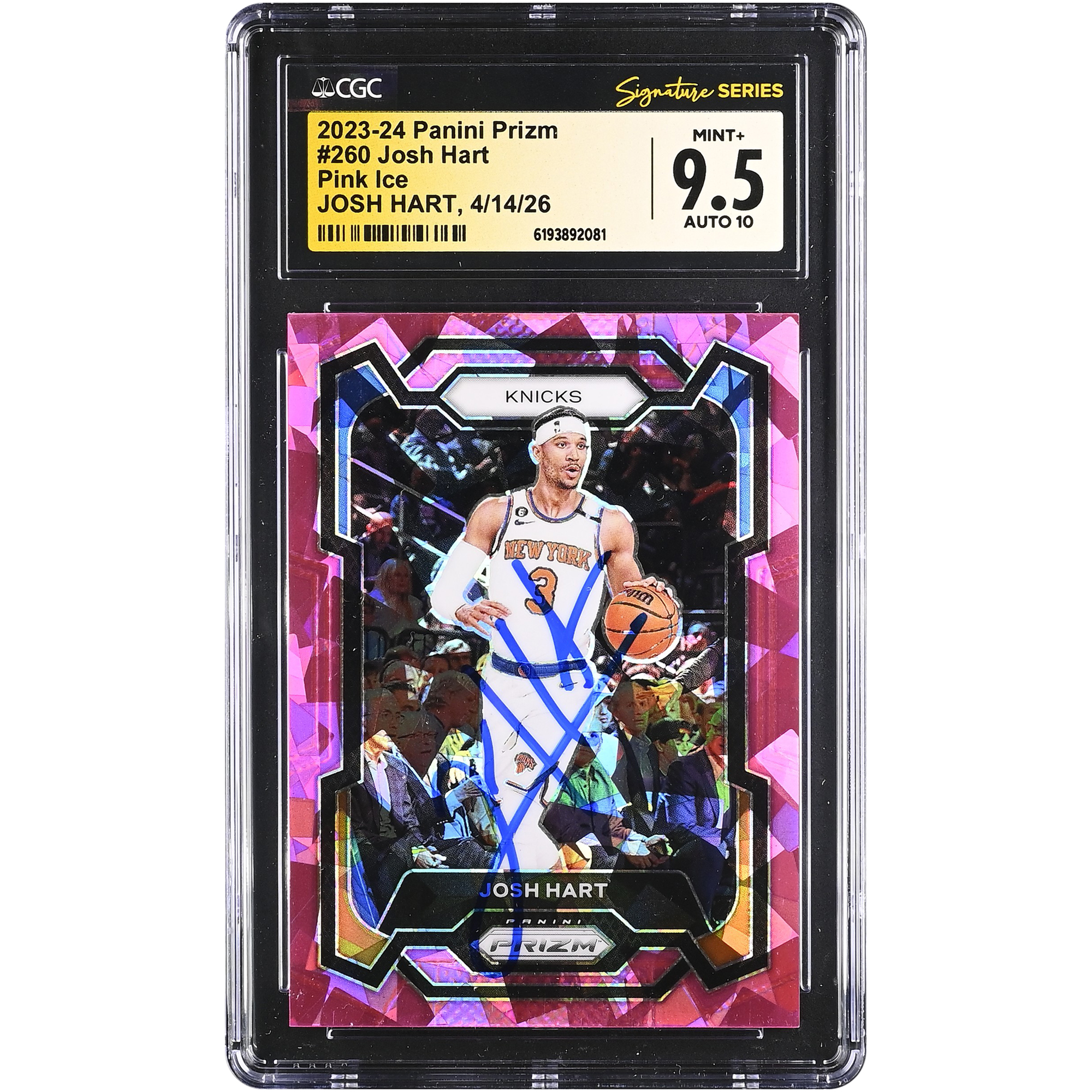Josh Hart New York Knicks Autographed 2023-24 Panini Prizm Pink Ice #260 CGC Fanatics Witnessed Authenticated 9.5/10 Card