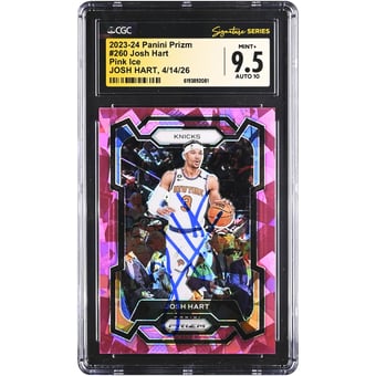 Josh Hart New York Knicks Autographed 2023-24 Panini Prizm Pink Ice #260 CGC Fanatics Witnessed Authenticated 9.5/10 Card