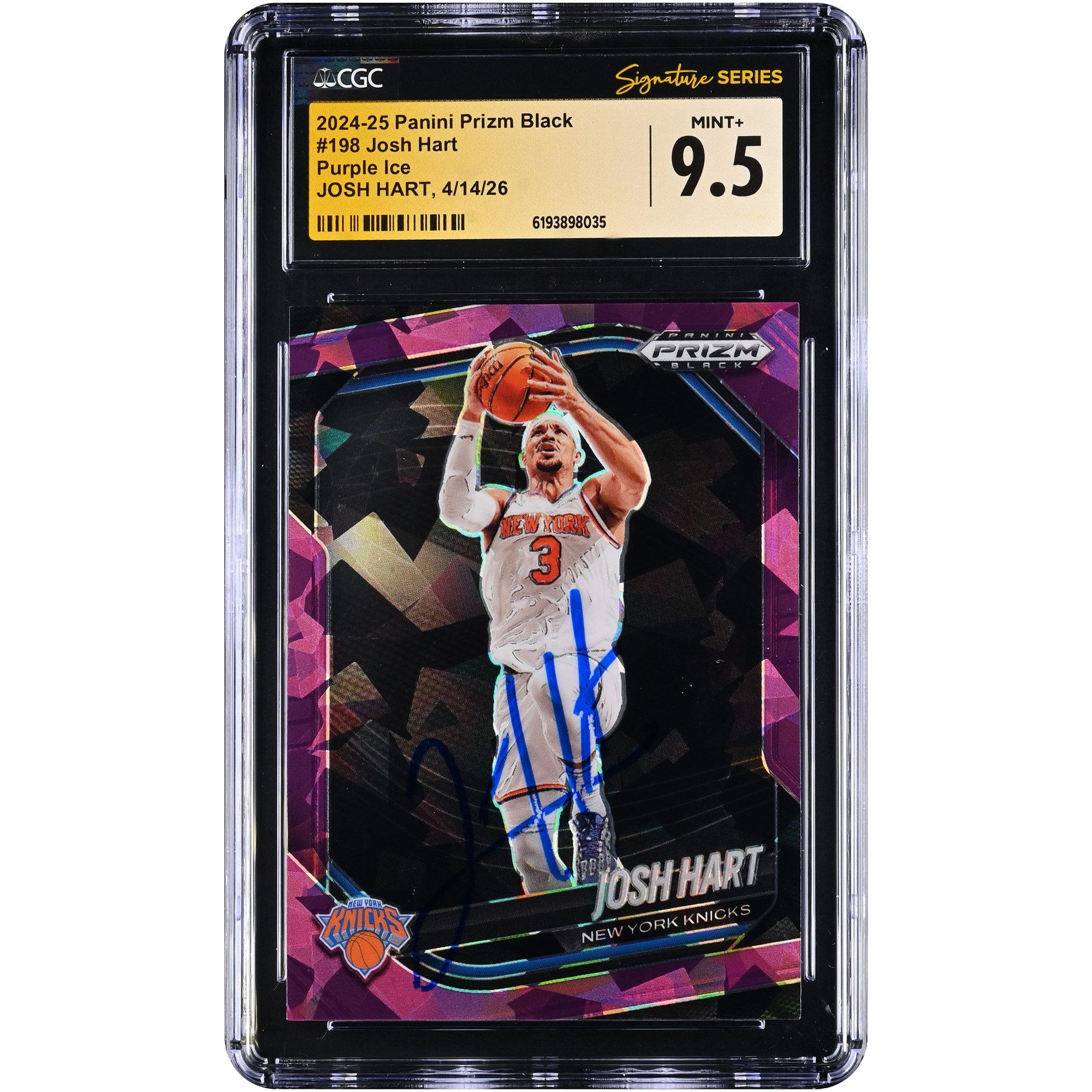Josh Hart New York Knicks Autographed 2024-25 Panini Prizm Black Purple Ice #198 CGC Fanatics Witnessed Authenticated MINT+ 9.5 Card