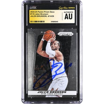 Jalen Brunson New York Knicks Autographed 2024-25 Panini Prizm Deca #119 CGC Fanatics Witnessed Authenticated Card