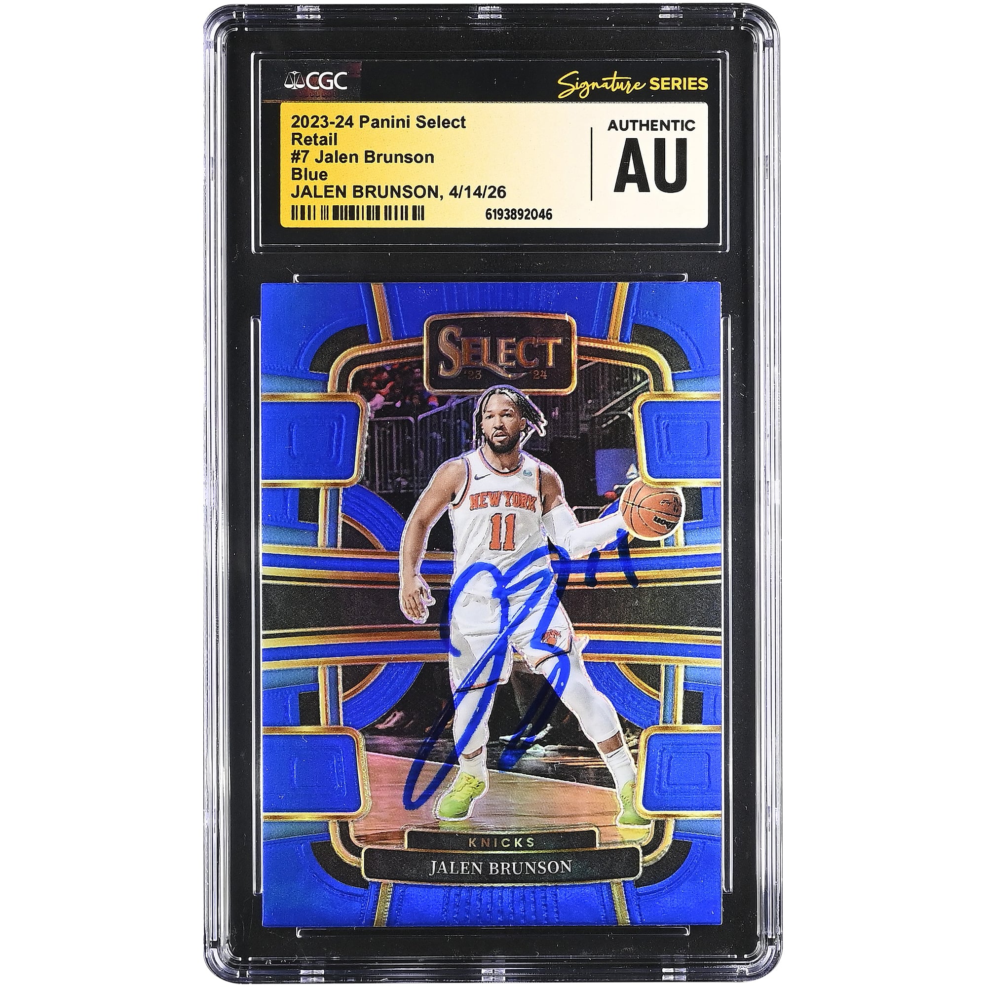 Jalen Brunson New York Knicks Autographed 2023-24 Panini Select Retail Blue #7 CGC Fanatics Witnessed Authenticated Card