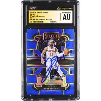 Jalen Brunson New York Knicks Autographed 2023-24 Panini Select Retail Blue #7 CGC Fanatics Witnessed Authenticated Card