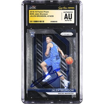 Jalen Brunson Dallas Mavericks Autographed 2018-19 Panini Prizm #250 CGC Fanatics Witnessed Authenticated AUTO 10 Rookie Card