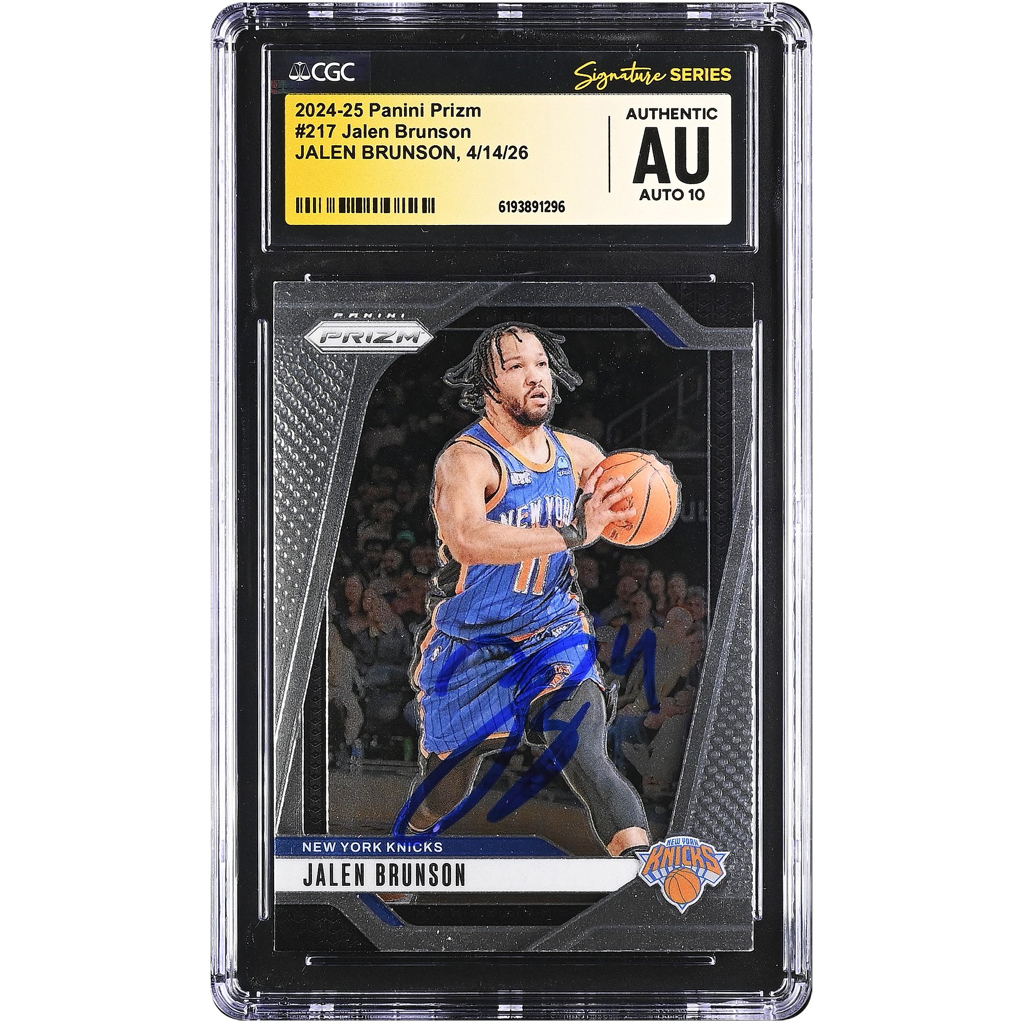 Jalen Brunson New York Knicks Autographed 2024-25 Panini Prizm #217 CGC Fanatics Witnessed Authenticated AUTO 10 Card