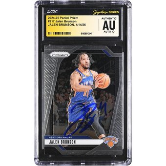 Jalen Brunson New York Knicks Autographed 2024-25 Panini Prizm #217 CGC Fanatics Witnessed Authenticated AUTO 10 Card