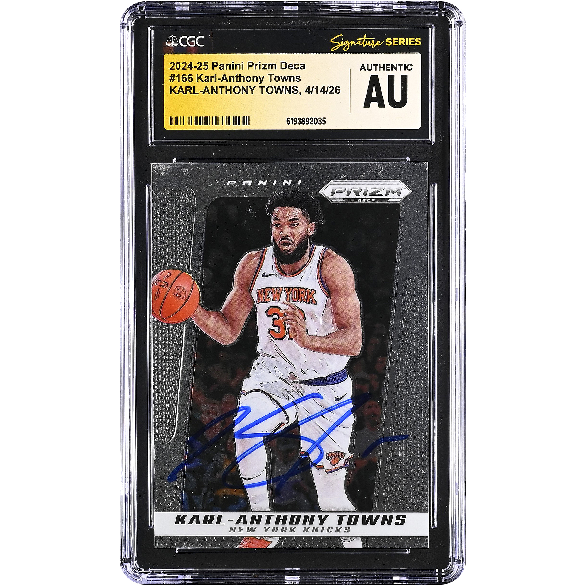 Karl-Anthony Towns New York Knicks Autographed 2024-25 Panini Prizm Deca #166 CGC Fanatics Witnessed Authenticated Card