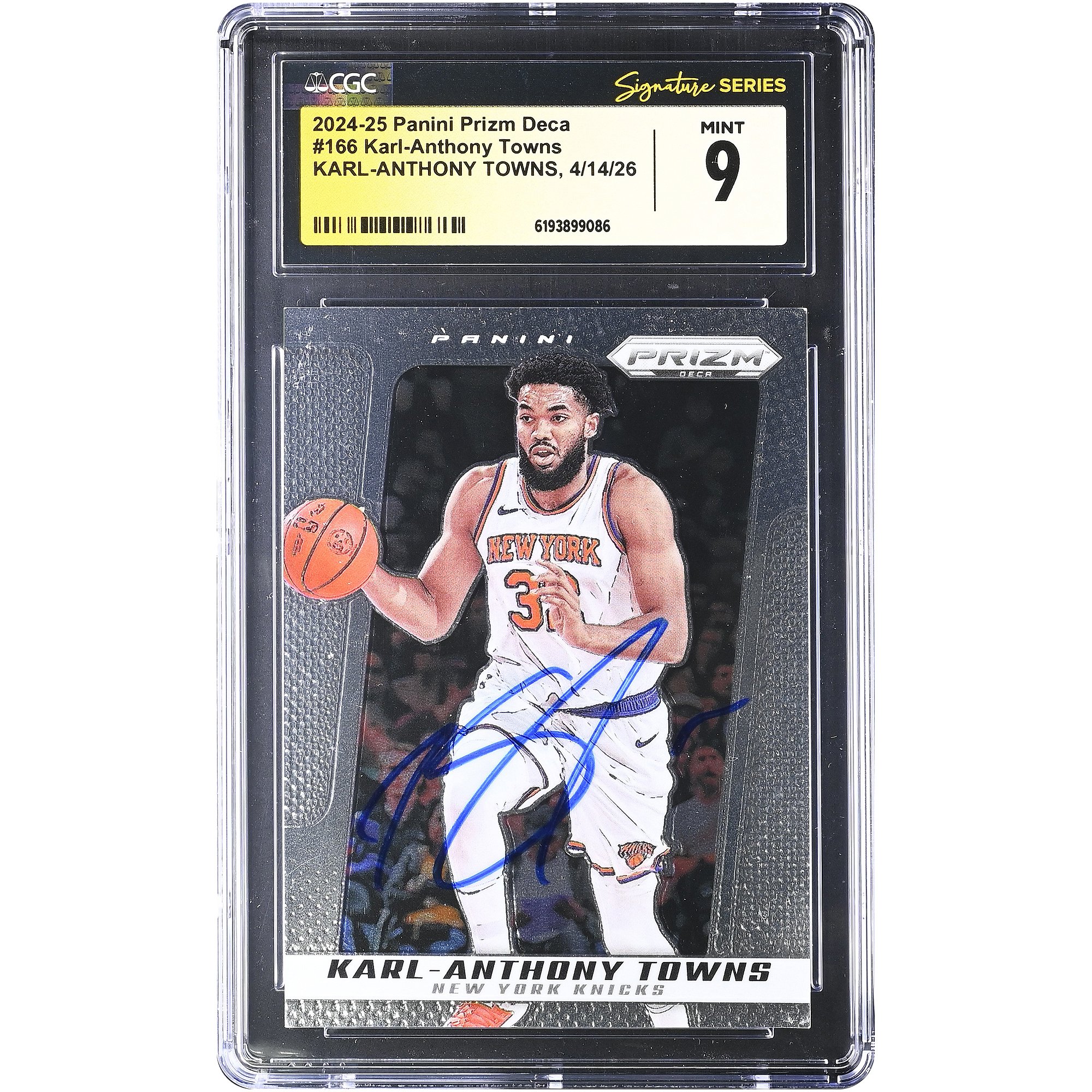 Karl-Anthony Towns New York Knicks Autographed 2024-25 Panini Prizm Deca #166 CGC Fanatics Witnessed Authenticated MINT 9 Card