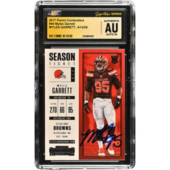 Myles Garrett Cleveland Browns Autographed 2017 Panini Contenders #44 CGC Fanatics Witnessed Authenticated AUTO 10 Rookie Card