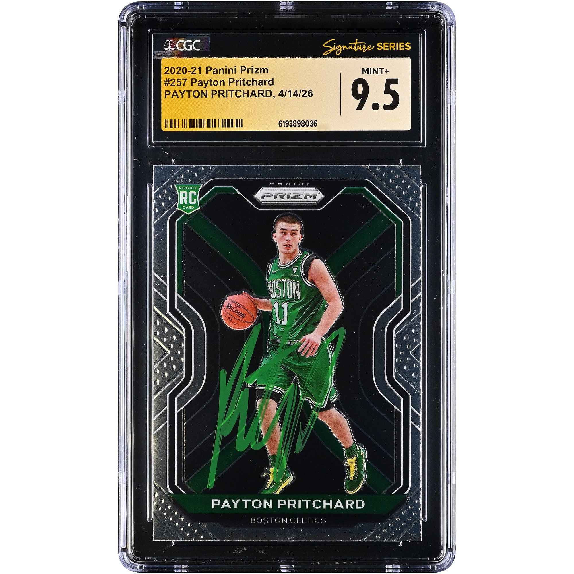 Payton Pritchard Boston Celtics Autographed 2020-21 Panini Prizm #257 CGC Fanatics Witnessed Authenticated MINT+ 9.5 Rookie Card