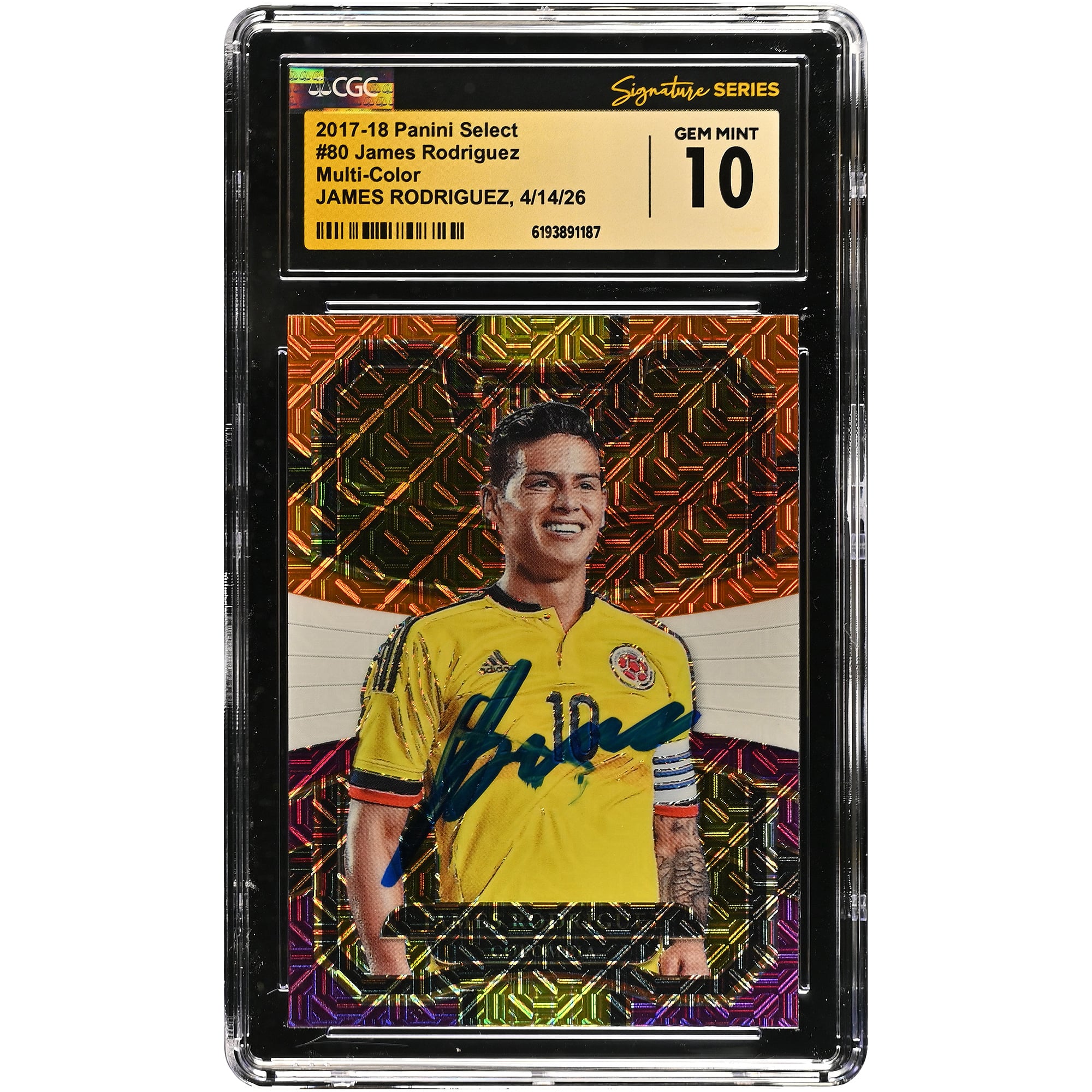 James Rodríguez Colombia National Team Autographed 2017-18 Panini Select Multi-Color #80 CGC Fanatics Witnessed Authenticated GEM MINT 10 Card